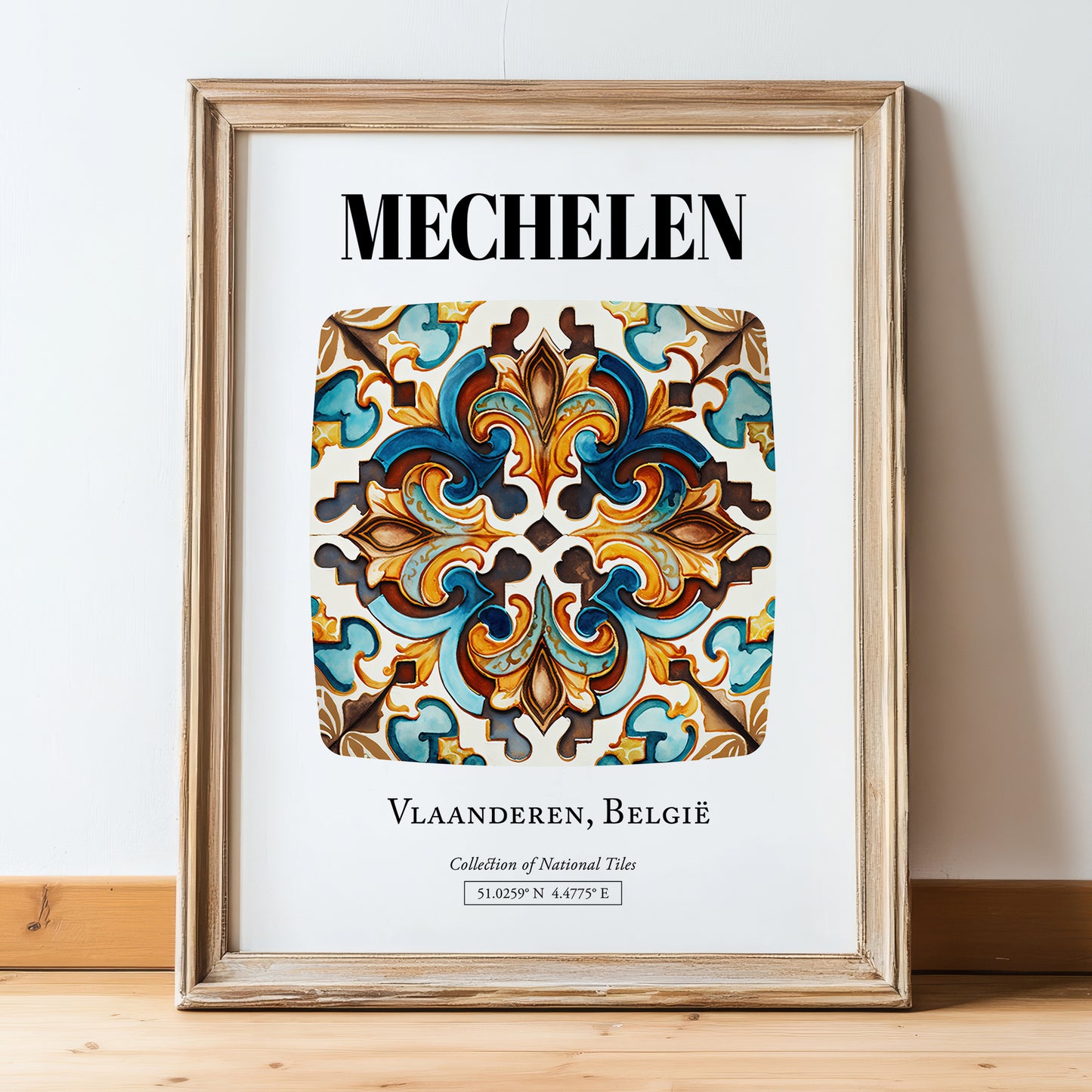 Mechelen, Belgium – Dream Destination Decor, in wooden frame leaning on the floor