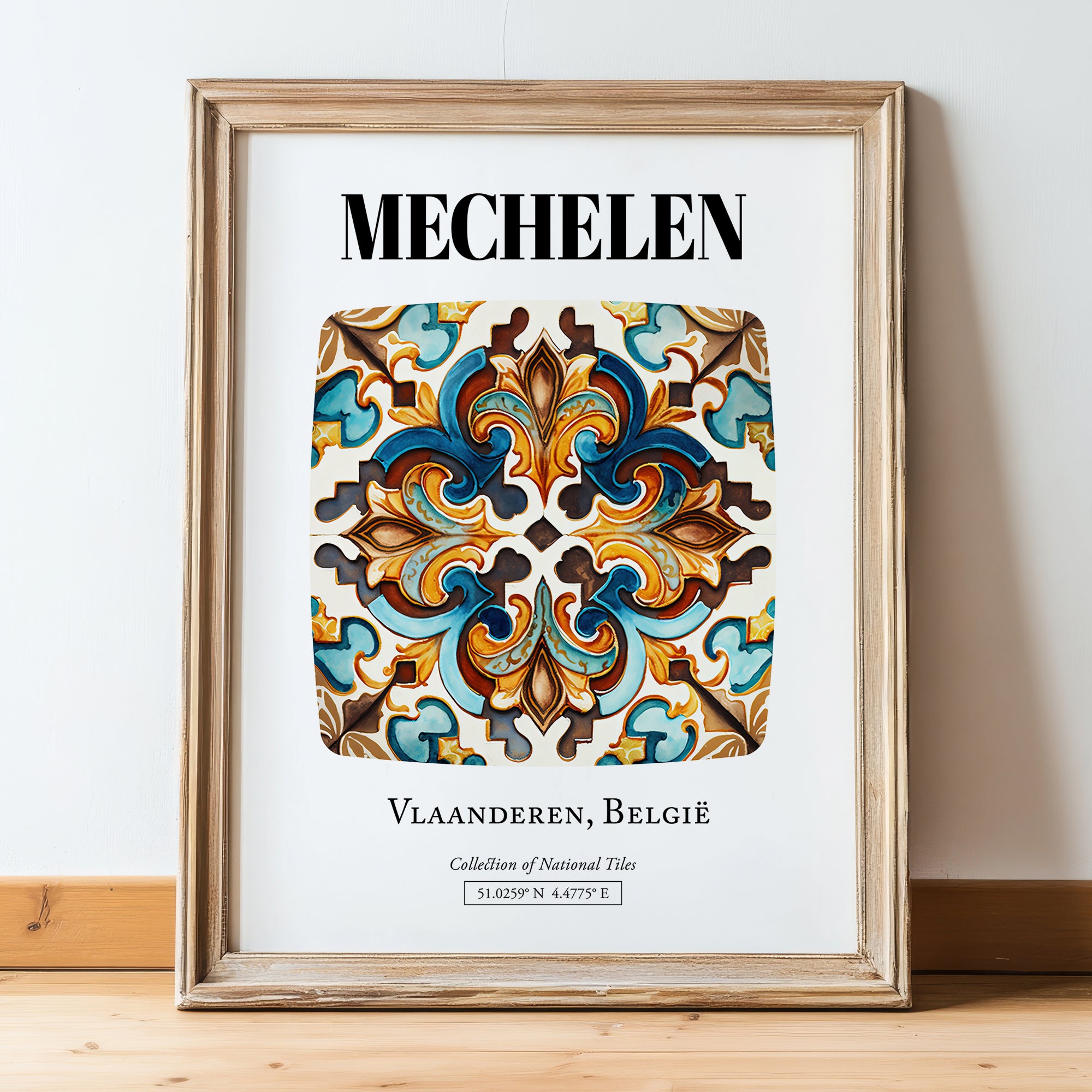 Mechelen, Belgium – Dream Destination Decor, in wooden frame leaning on the floor