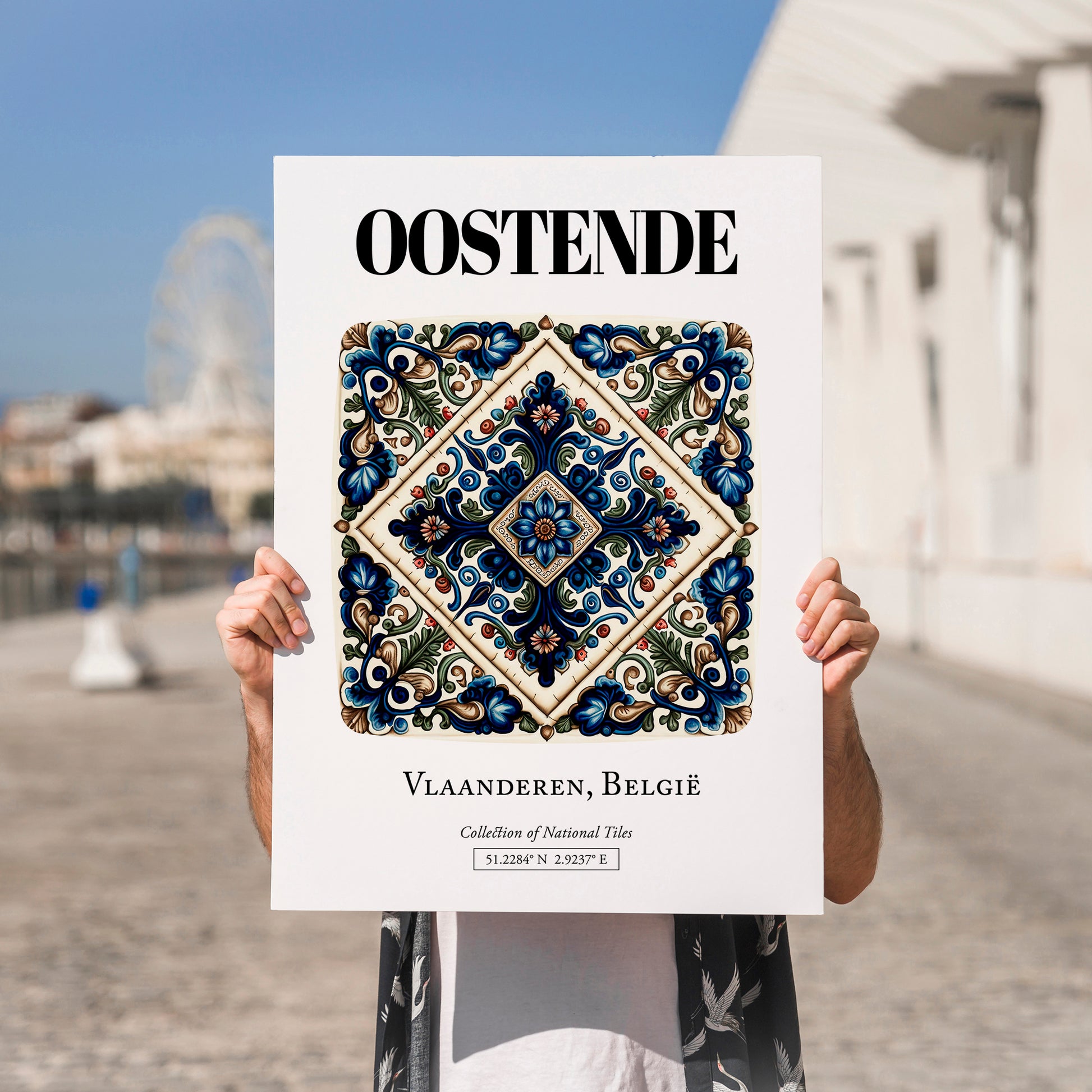 Ostend, Belgium – Travel Wall Decor, no-text version framed in wood