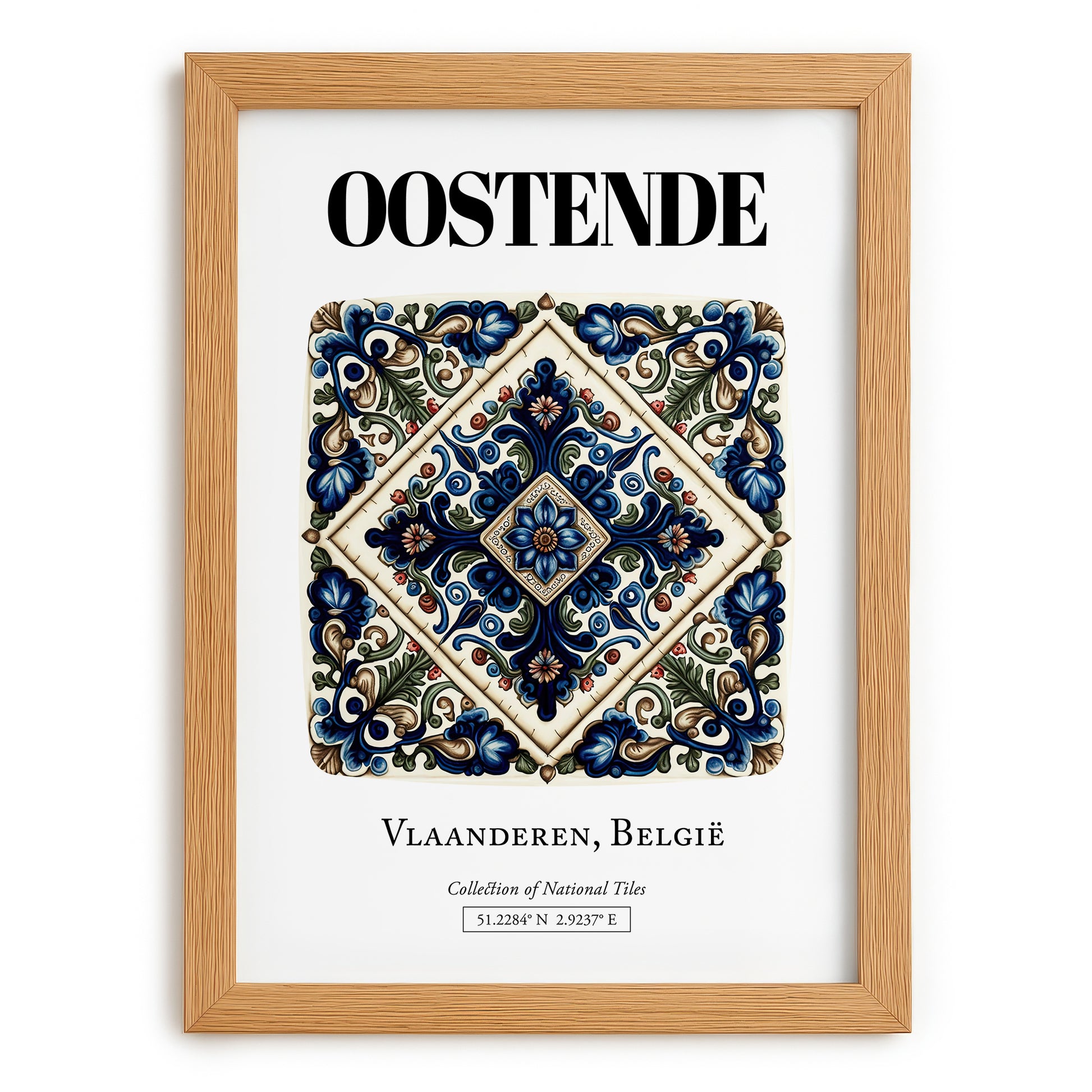 Ostend, Belgium – Travel Wall Decor, set in oak frame
