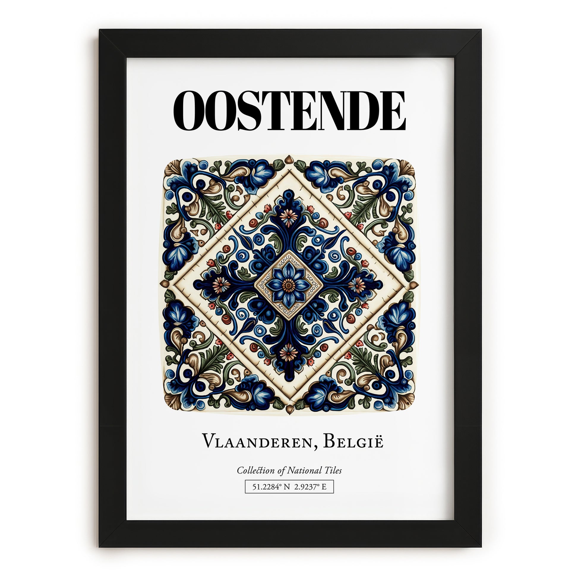 Ostend, Belgium – Travel Wall Decor, in sleek black frame
