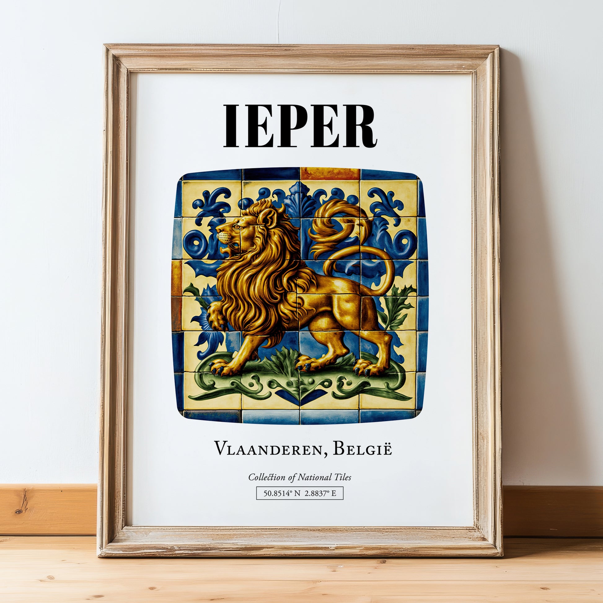 Ypres, Belgium – Travel Wall Art, in wooden frame leaning on the floor