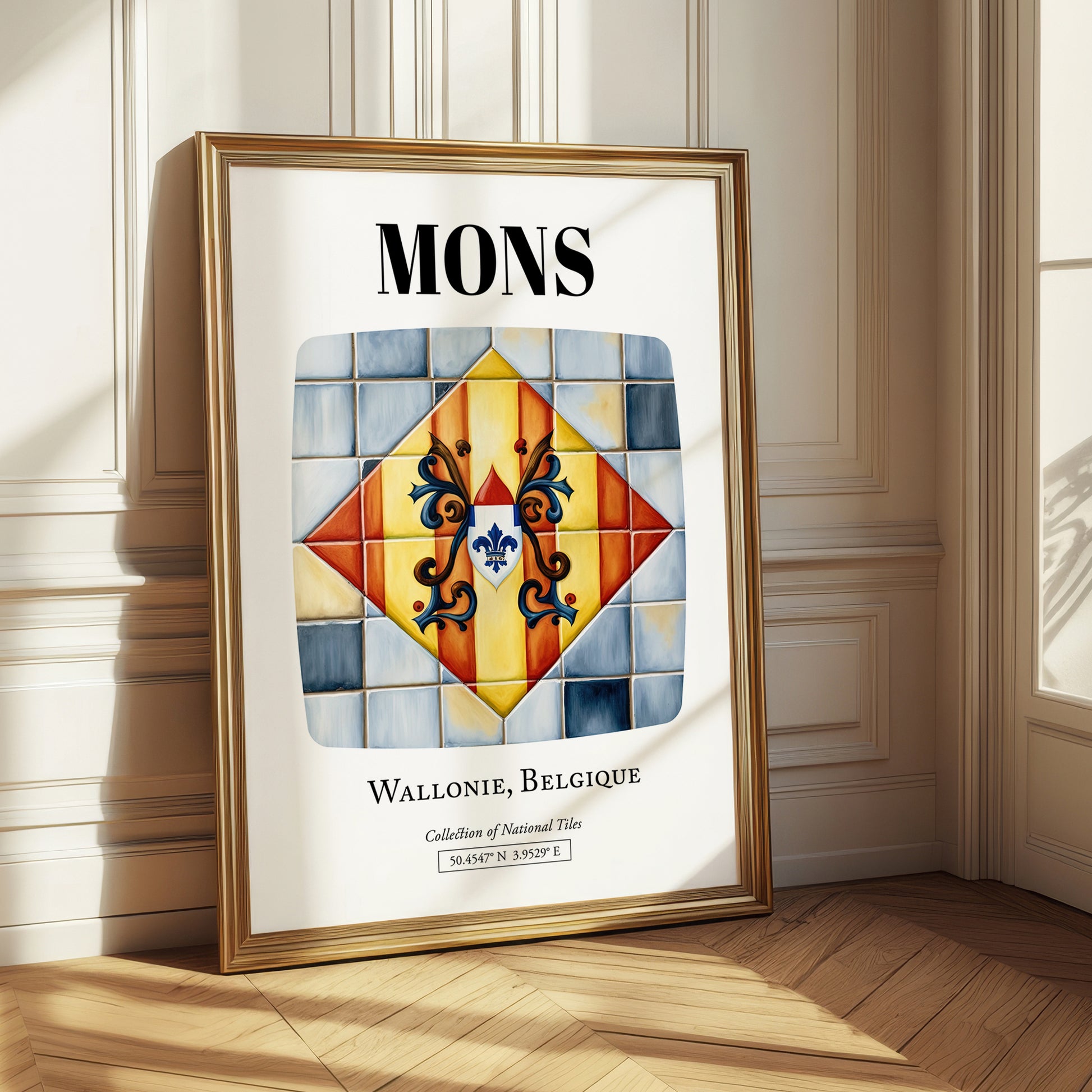 Mons, Belgium – Travel Print, styled in a charming Paris street view