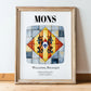 Mons, Belgium – Travel Print, in wooden frame leaning on the floor