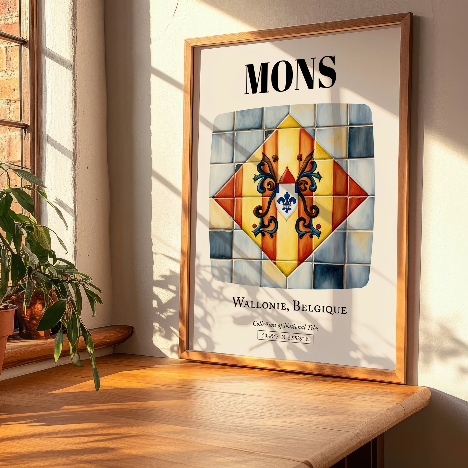 Mons, Belgium – Travel Print, clean layout with no caption