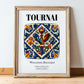 Tournai, Belgium – Travel Poster, in wooden frame leaning on the floor