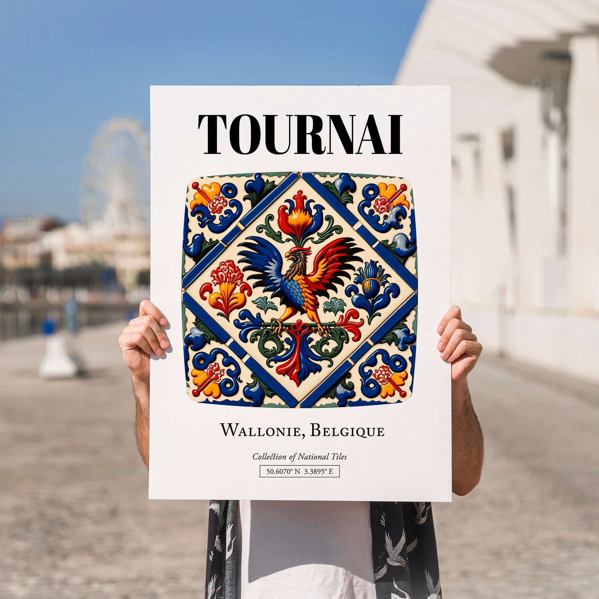 Tournai, Belgium – Travel Poster, no-text version framed in wood
