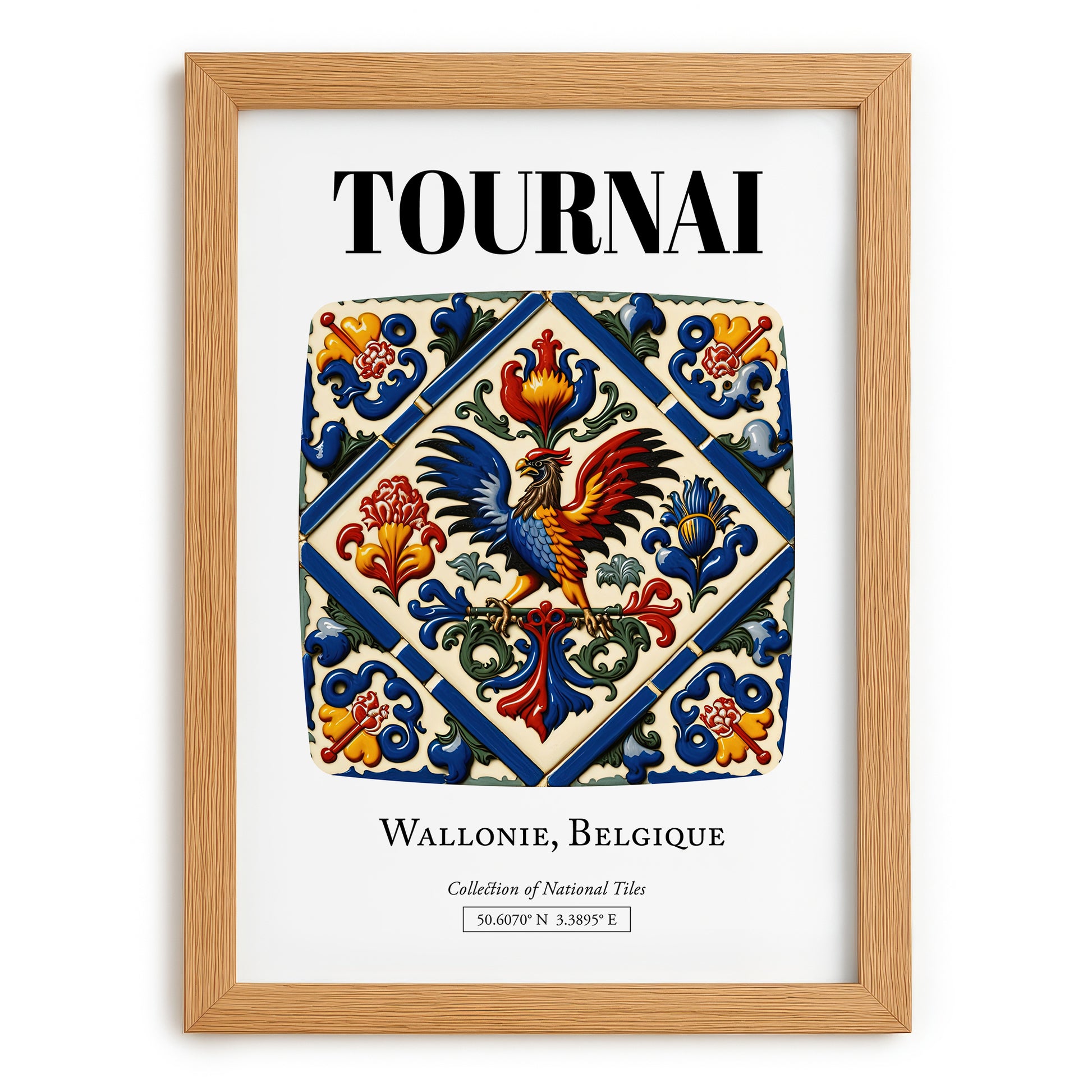 Tournai, Belgium – Travel Poster, set in oak frame