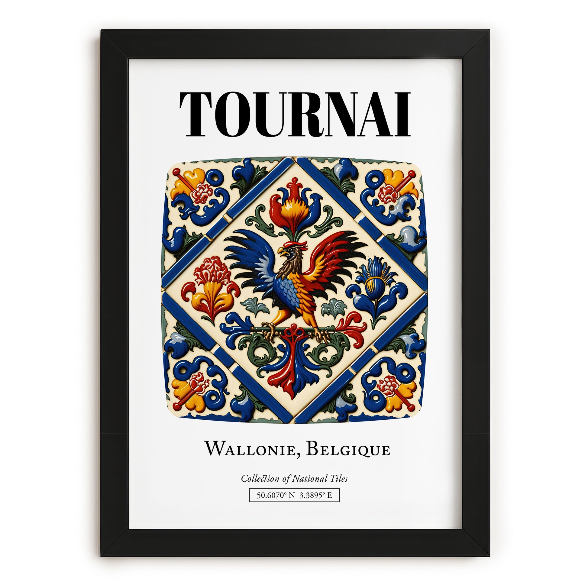 Tournai, Belgium – Travel Poster, in sleek black frame