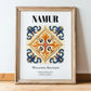 Namur, Belgium – Travel Poster, in wooden frame leaning on the floor