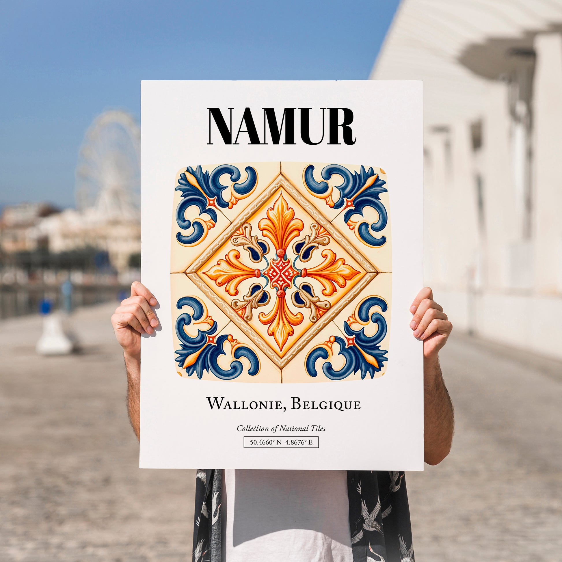 Namur, Belgium – Travel Poster, no-text version framed in wood