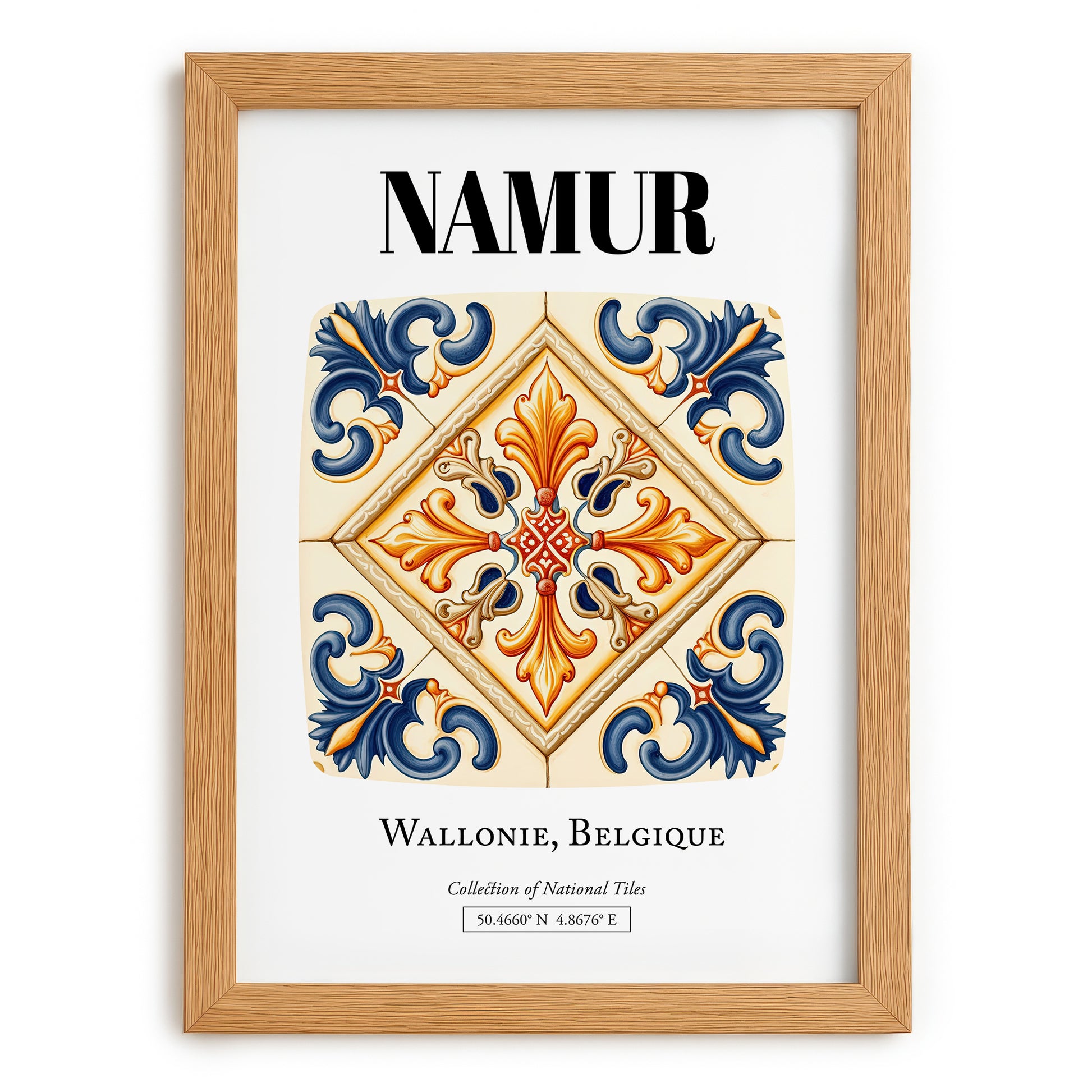 Namur, Belgium – Travel Poster, set in oak frame