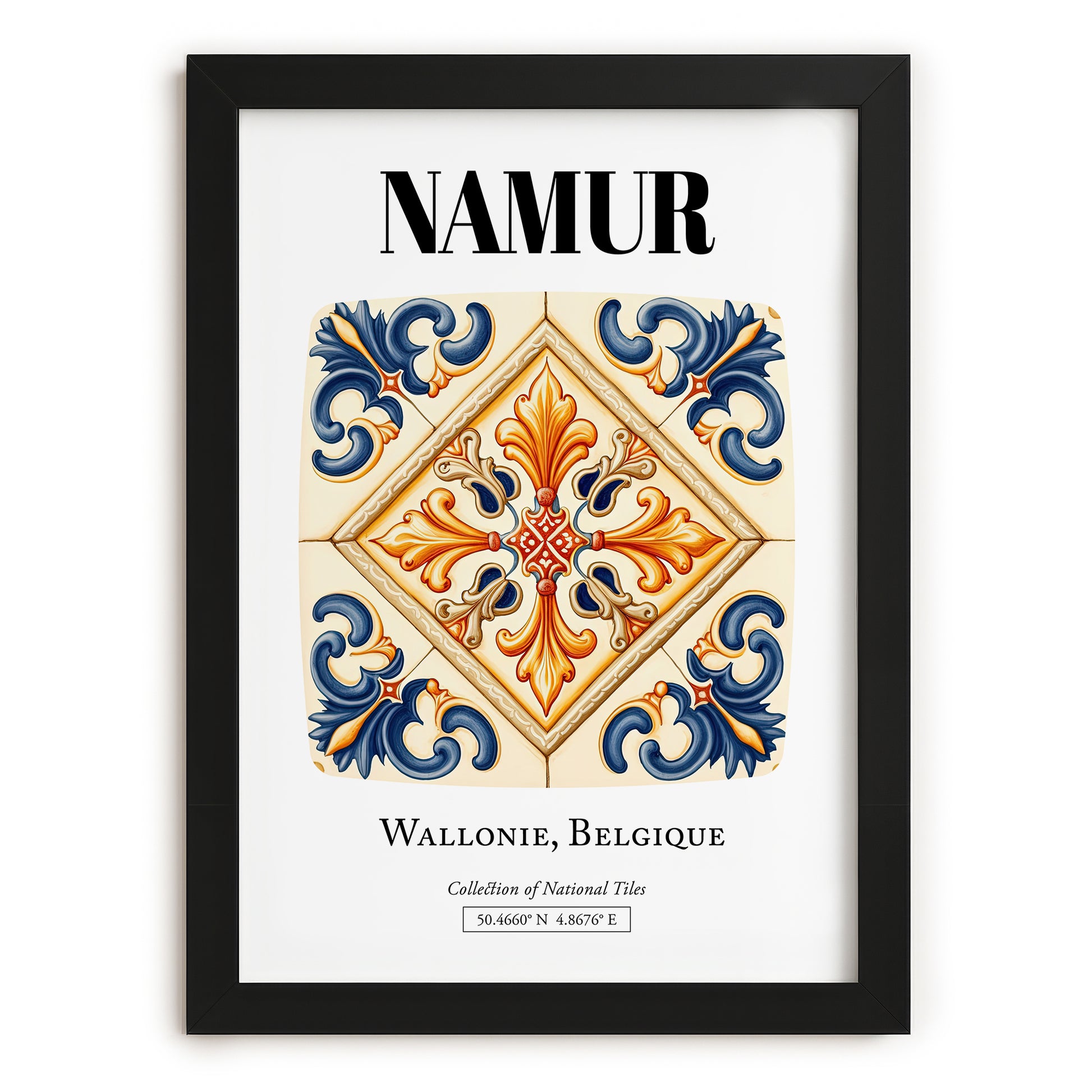 Namur, Belgium – Travel Poster, in sleek black frame