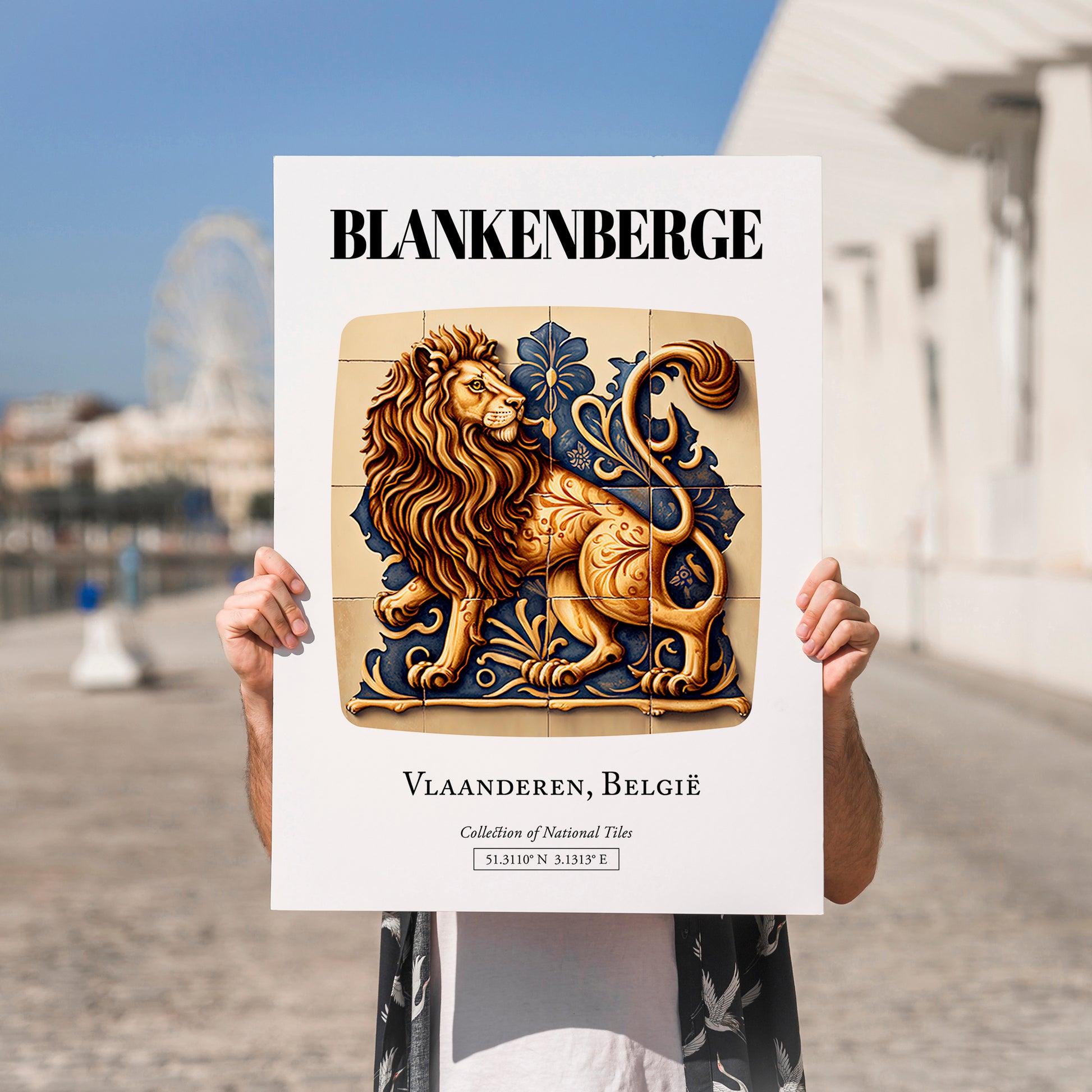 Blankenberge, Belgium – Travel Poster, no-text version framed in wood