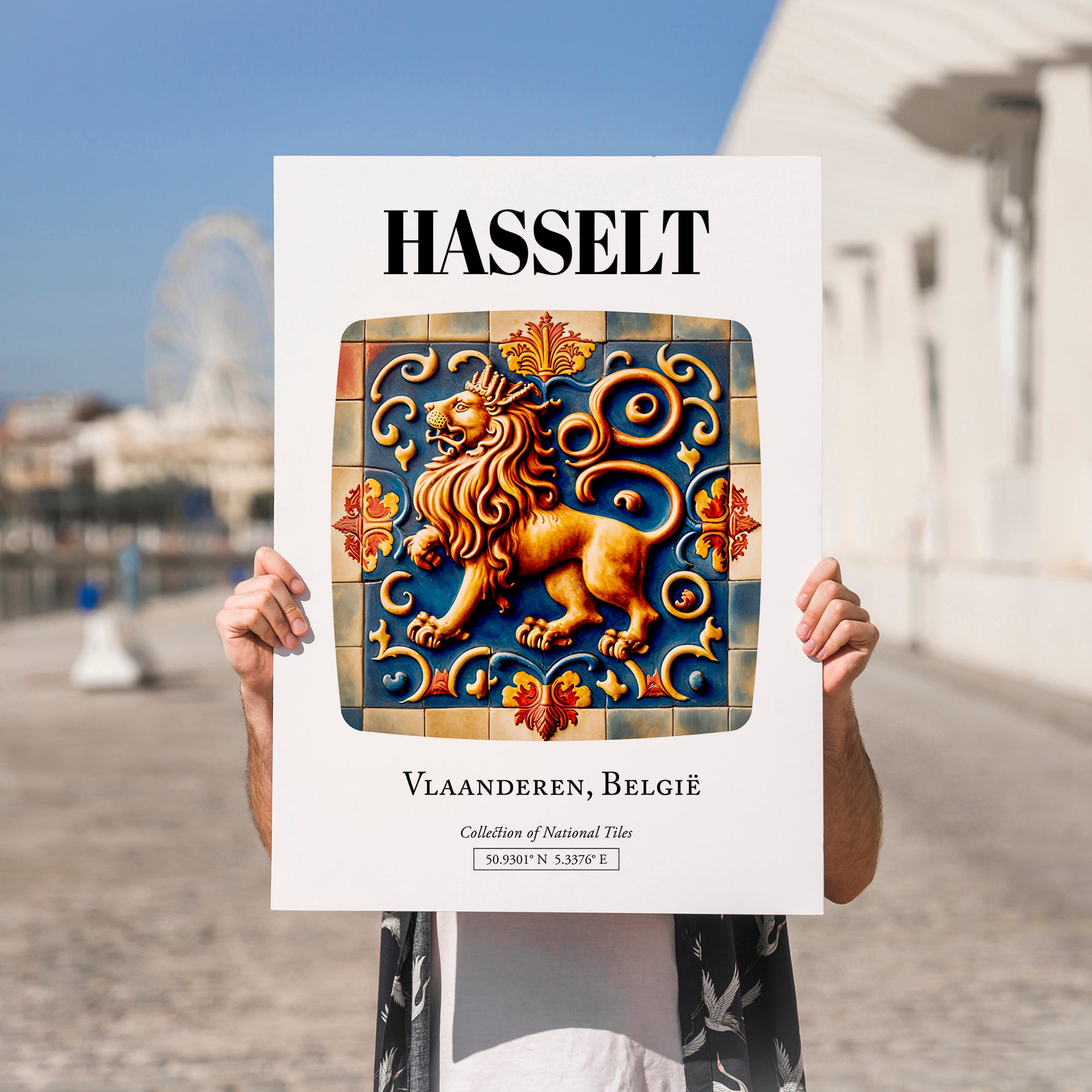 Hasselt, Belgium – Travel Print, no-text version framed in wood