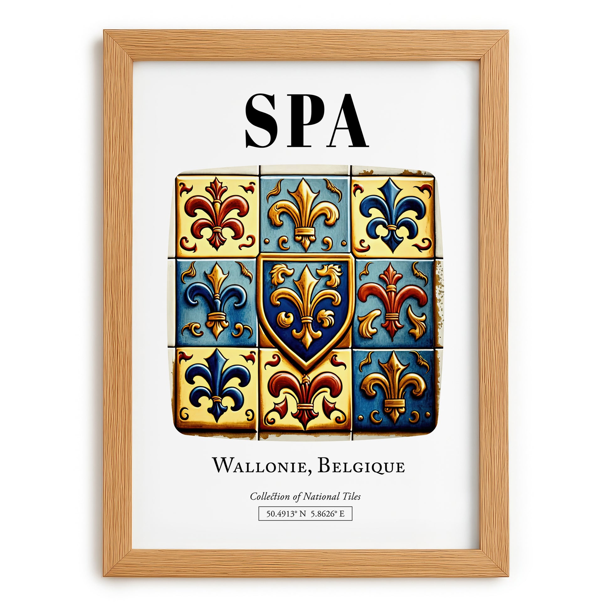 Spa, Belgium – Travel Wall Art, set in oak frame