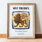 Sint-truiden, Belgium – Tourist Destination Poster, in wooden frame leaning on the floor