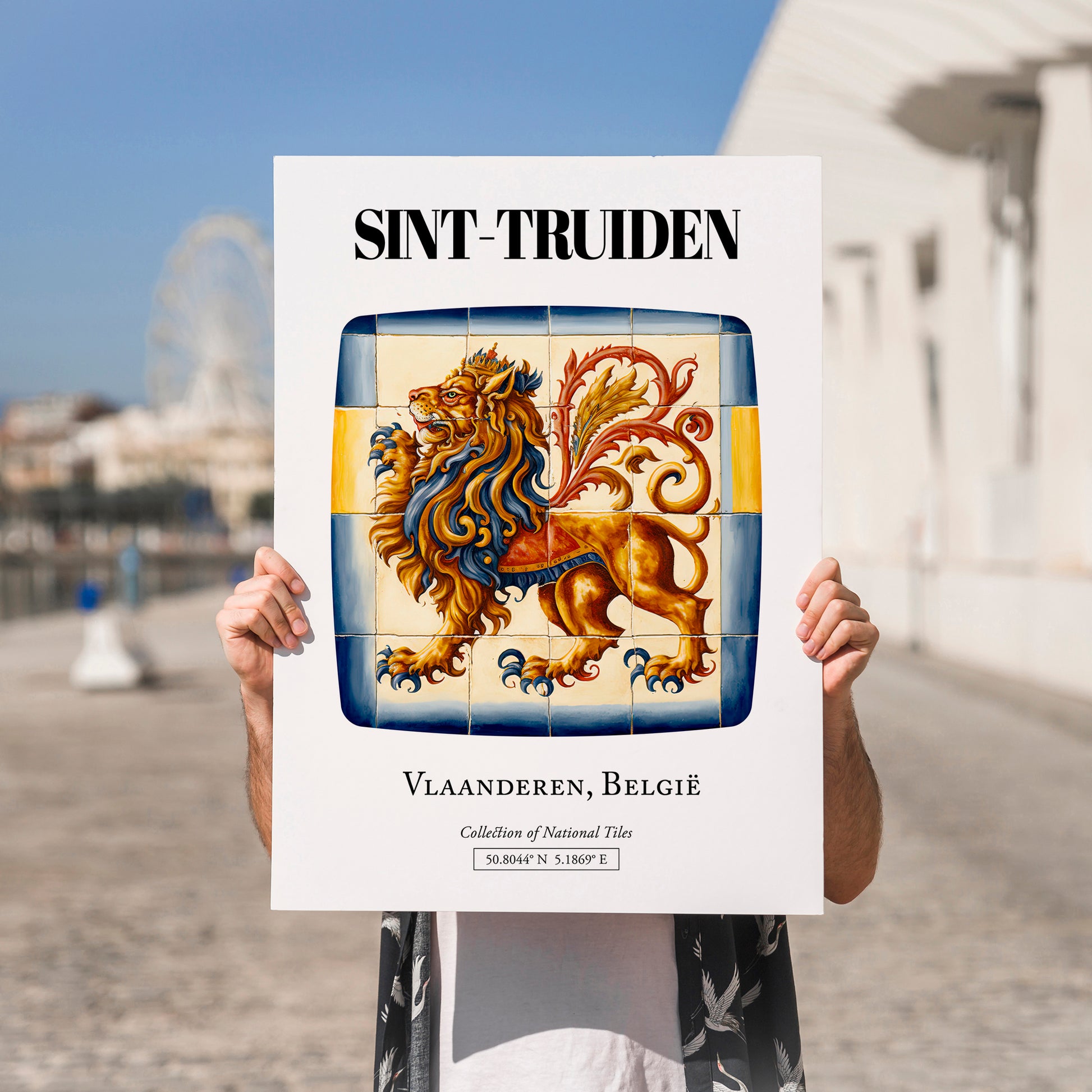 Sint-truiden, Belgium – Tourist Destination Poster, no-text version framed in wood