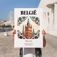 België, Belgium – Travel Wall Art, no-text version framed in wood