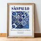 Sao Paulo, Brasil – Travel Poster, in wooden frame leaning on the floor