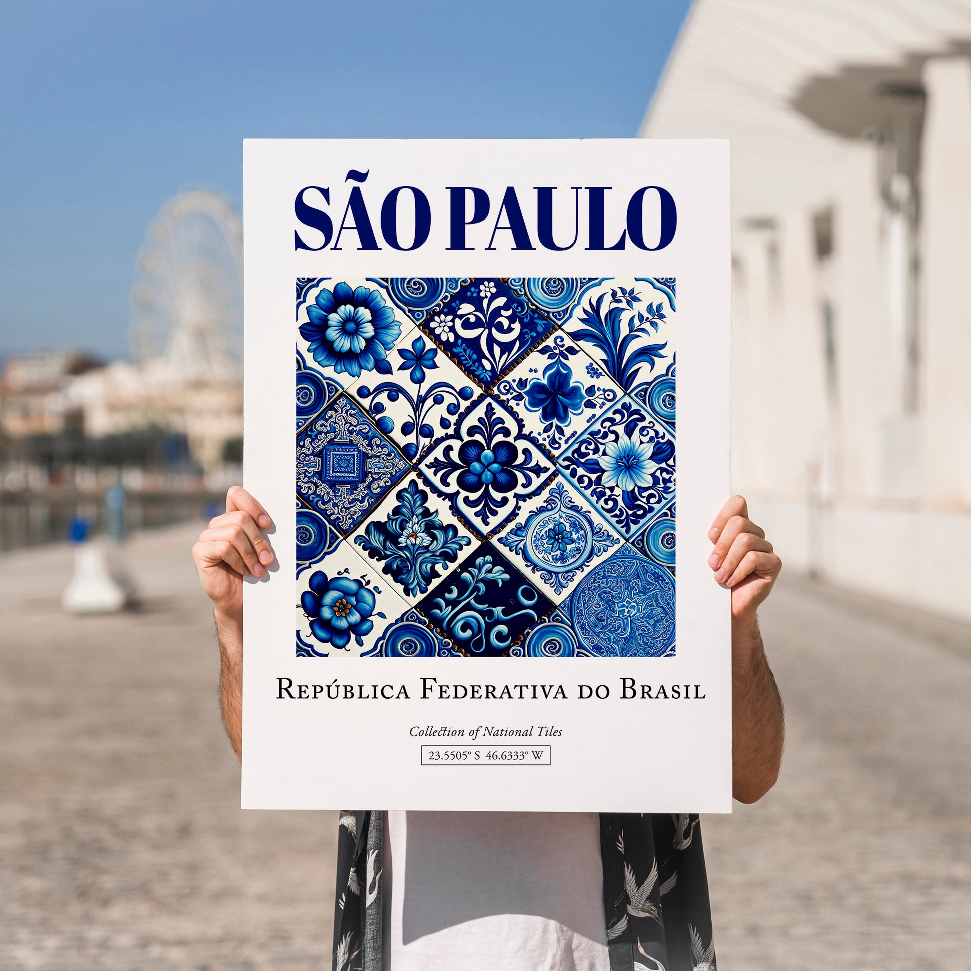 Sao Paulo, Brasil – Travel Poster, no-text version framed in wood