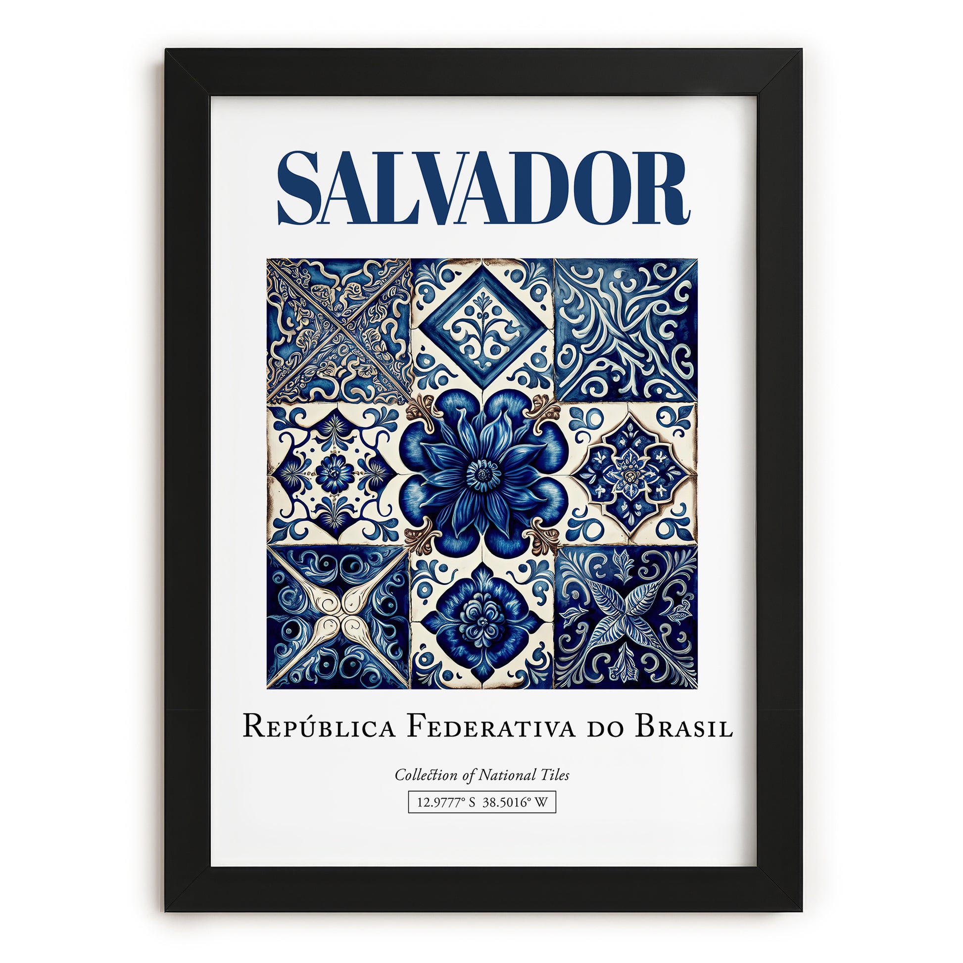 Salvador, Brasil – Architectural Travel Art, in sleek black frame