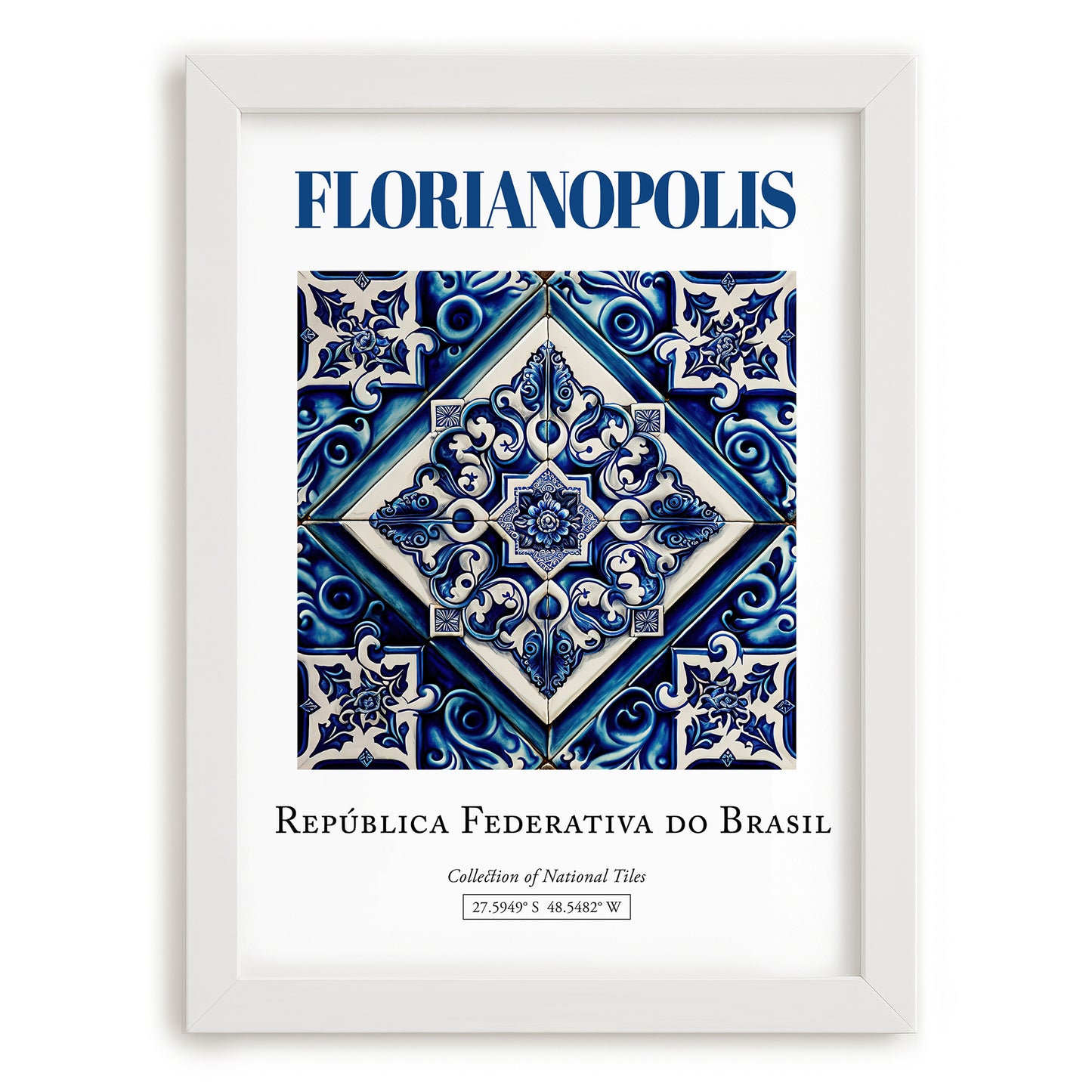Florianopolis, Brasil – Travel Wall Decor, placed in minimal white frame