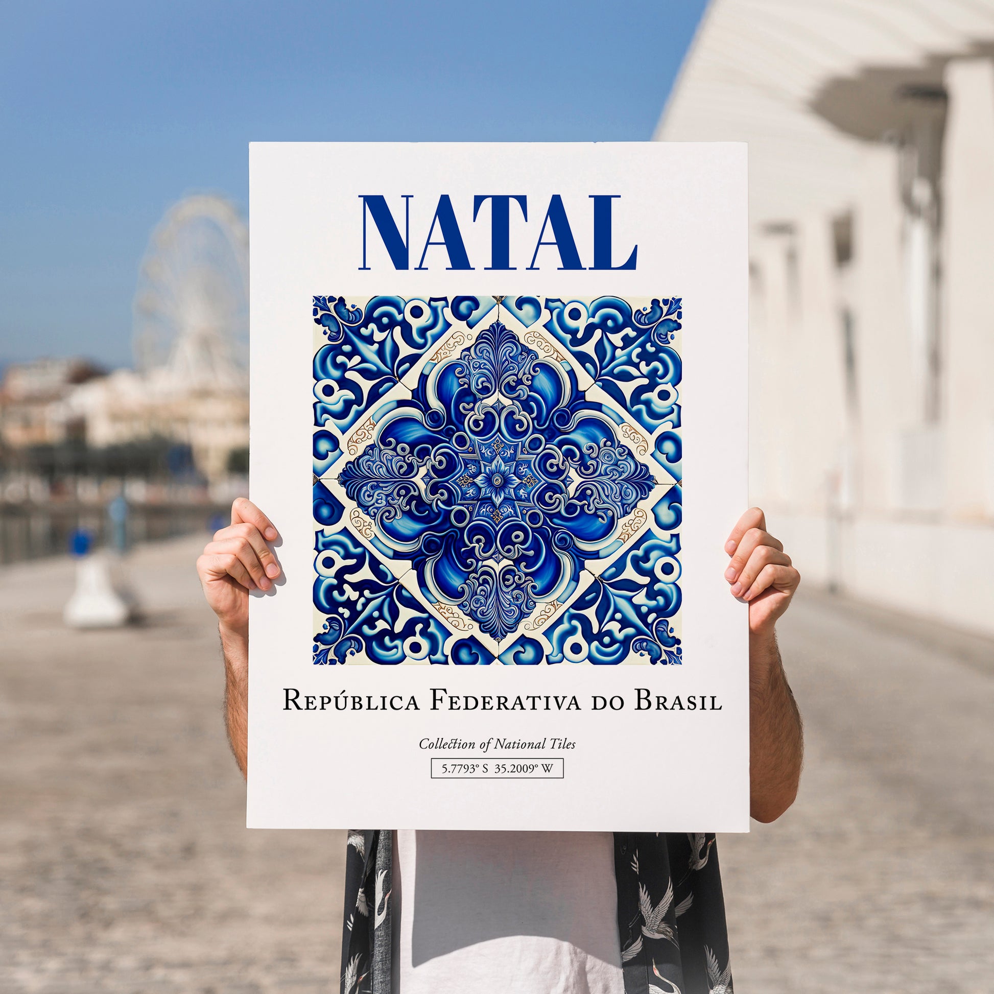 Natal, Brasil – Travel Poster, no-text version framed in wood