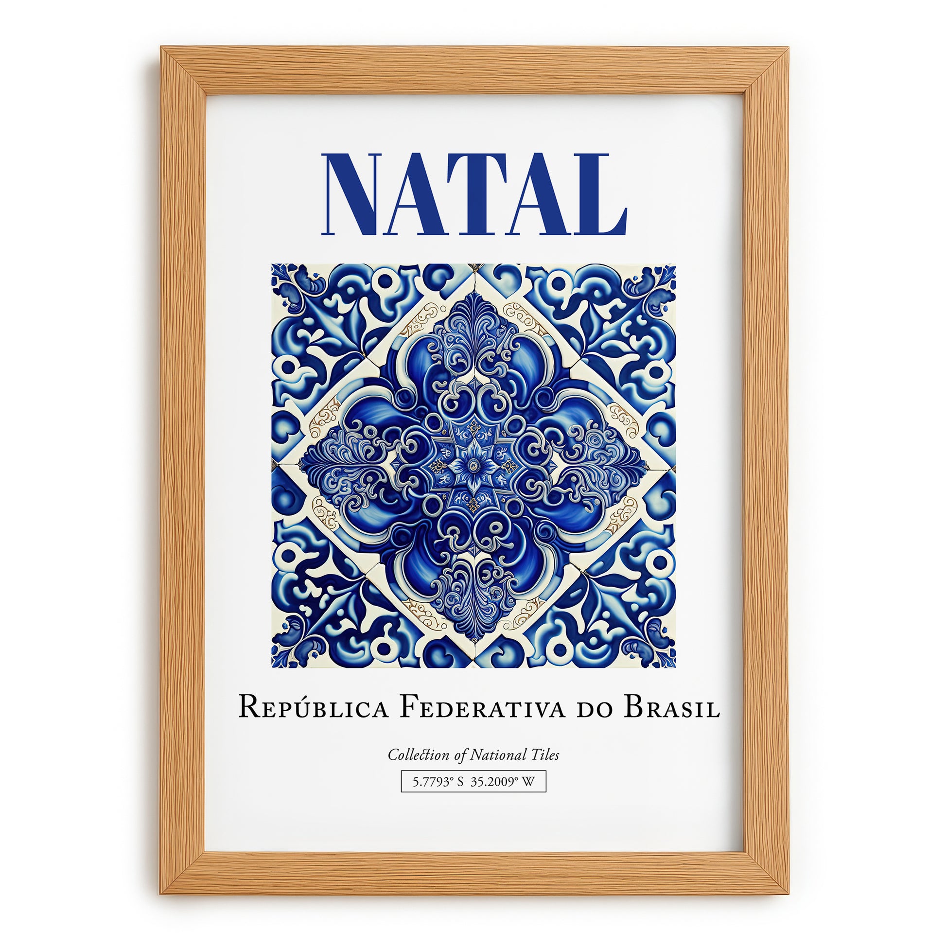 Natal, Brasil – Travel Poster, set in oak frame