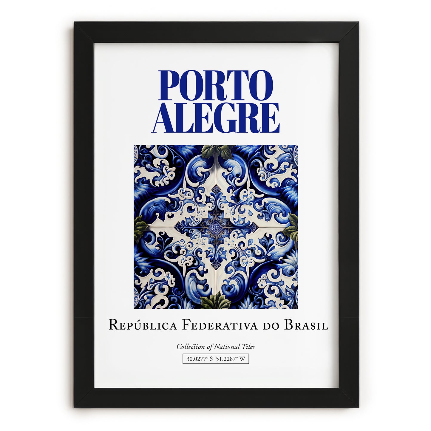 Porto Alegre, Brasil – Retro Travel Poster, in sleek black frame
