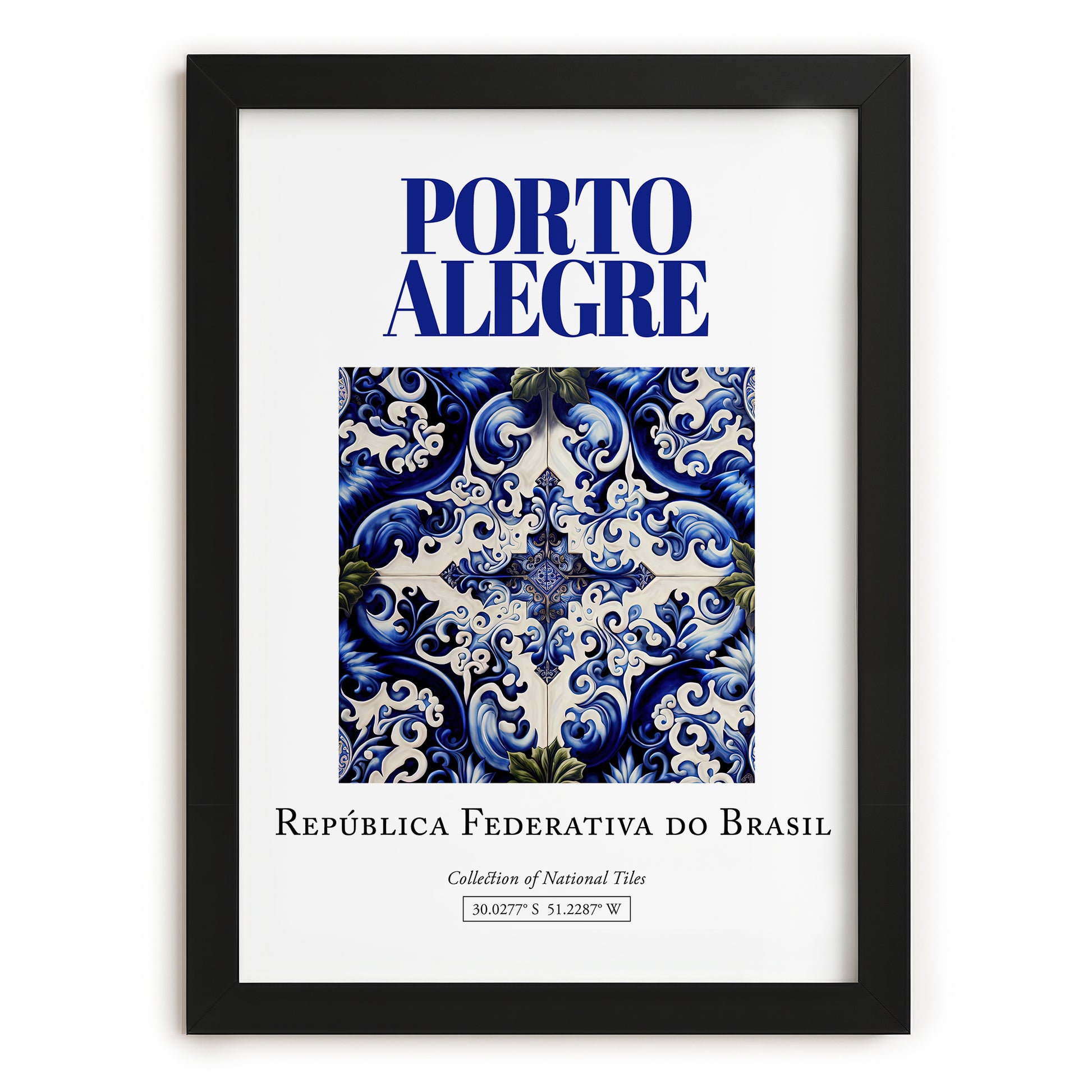 Porto Alegre, Brasil – Retro Travel Poster, in sleek black frame