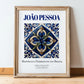João Pessoa, Brasil – Minimalist Travel Print, in wooden frame leaning on the floor