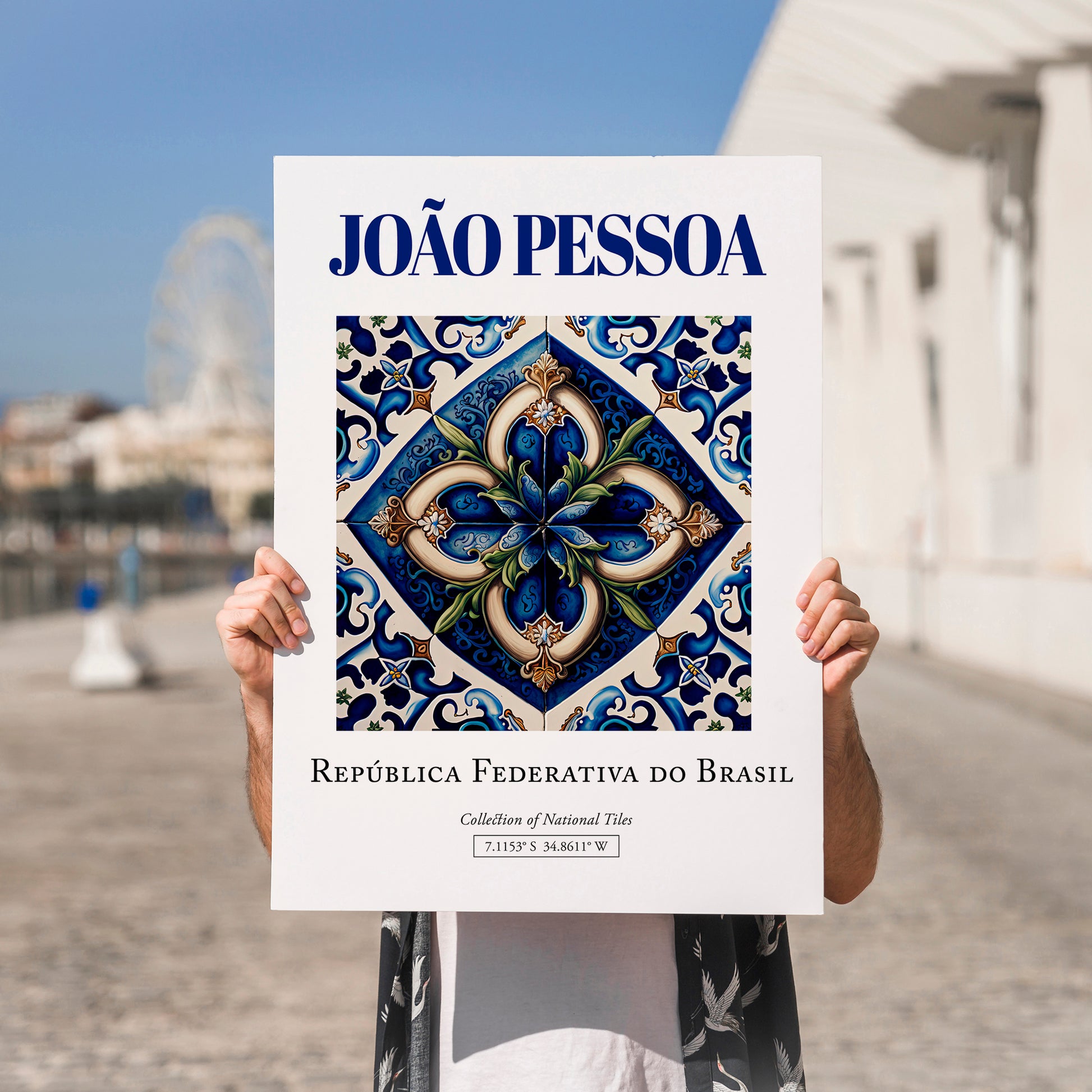 João Pessoa, Brasil – Minimalist Travel Print, no-text version framed in wood