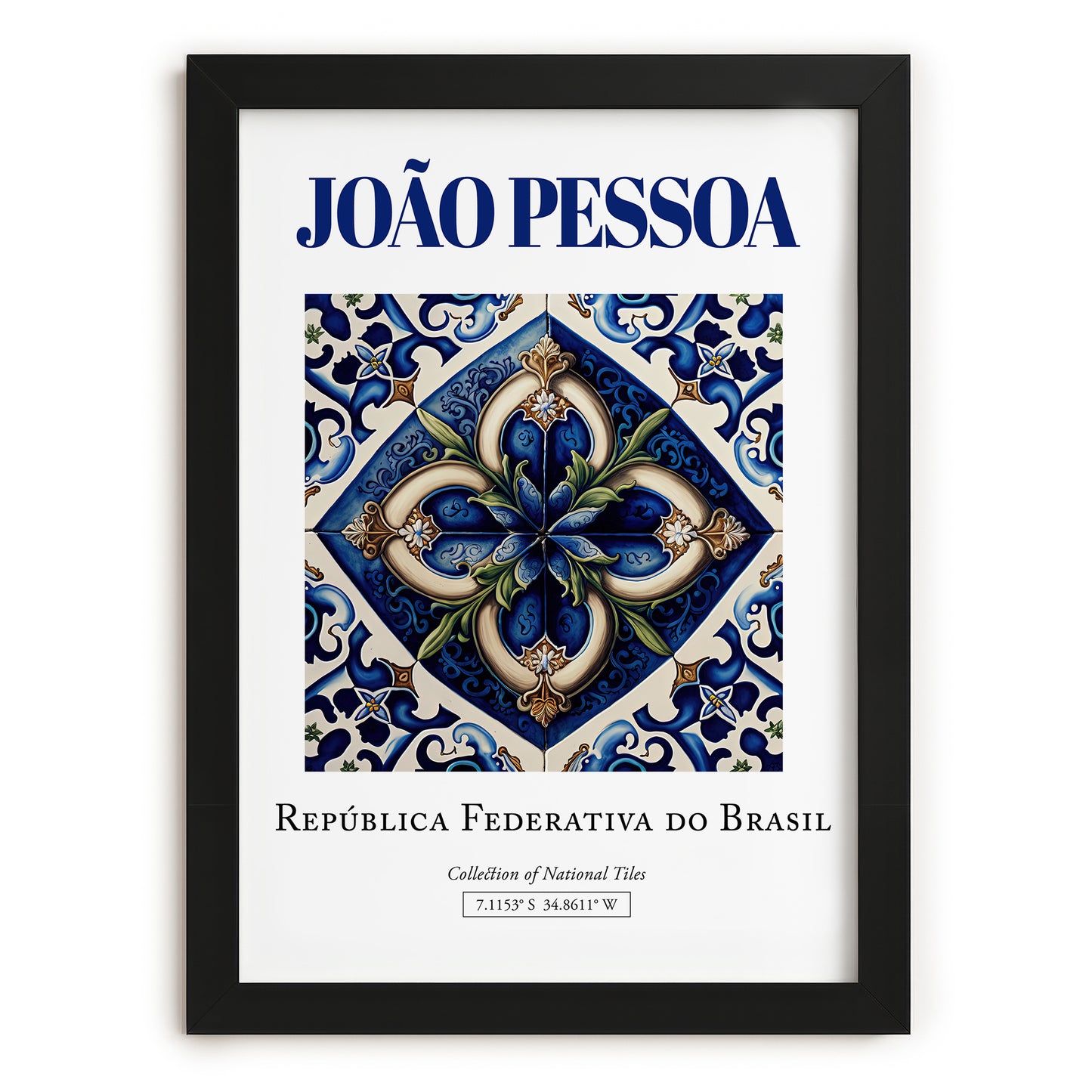 João Pessoa, Brasil – Minimalist Travel Print, in sleek black frame