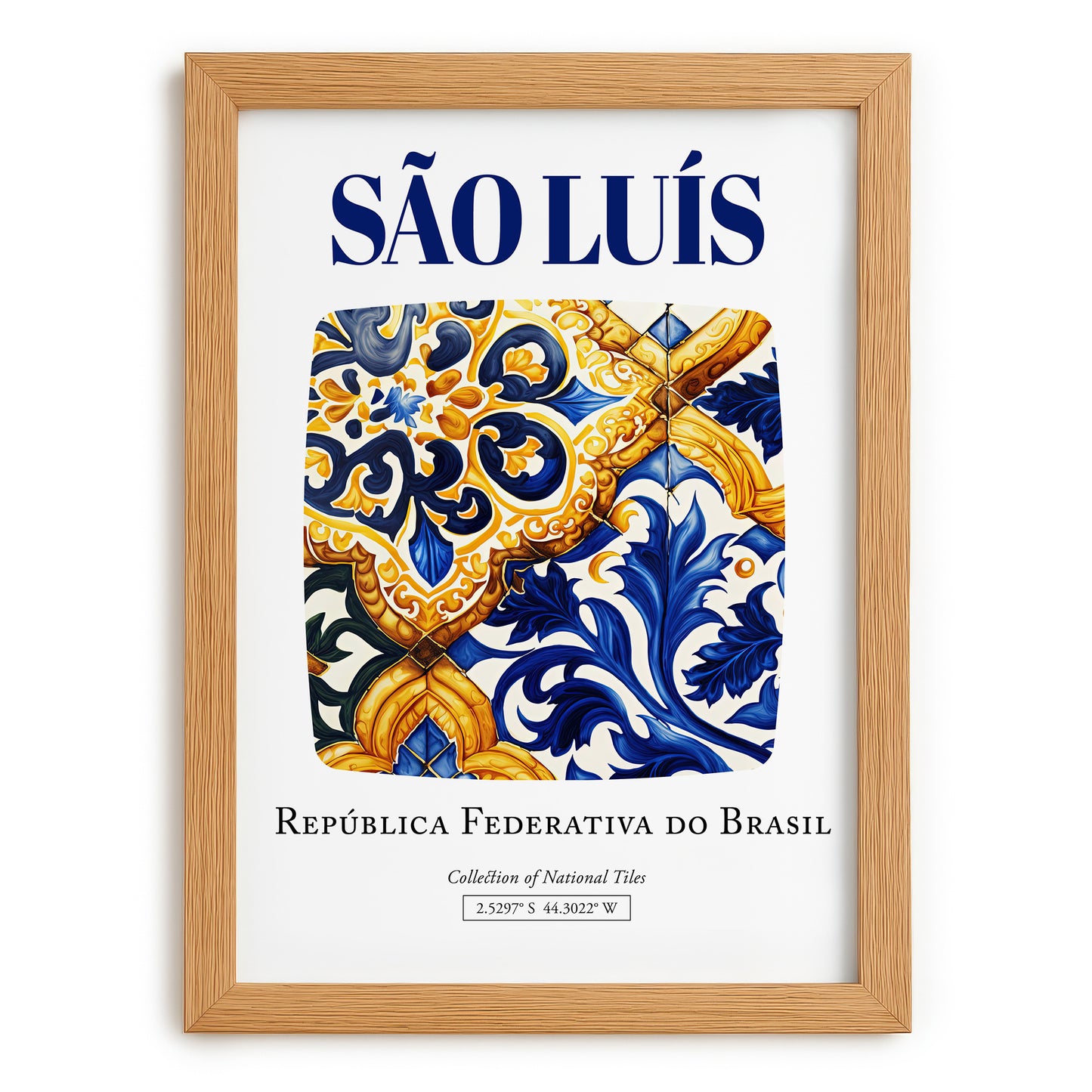 São Luís, Brasil – Tourist Destination Poster, set in oak frame