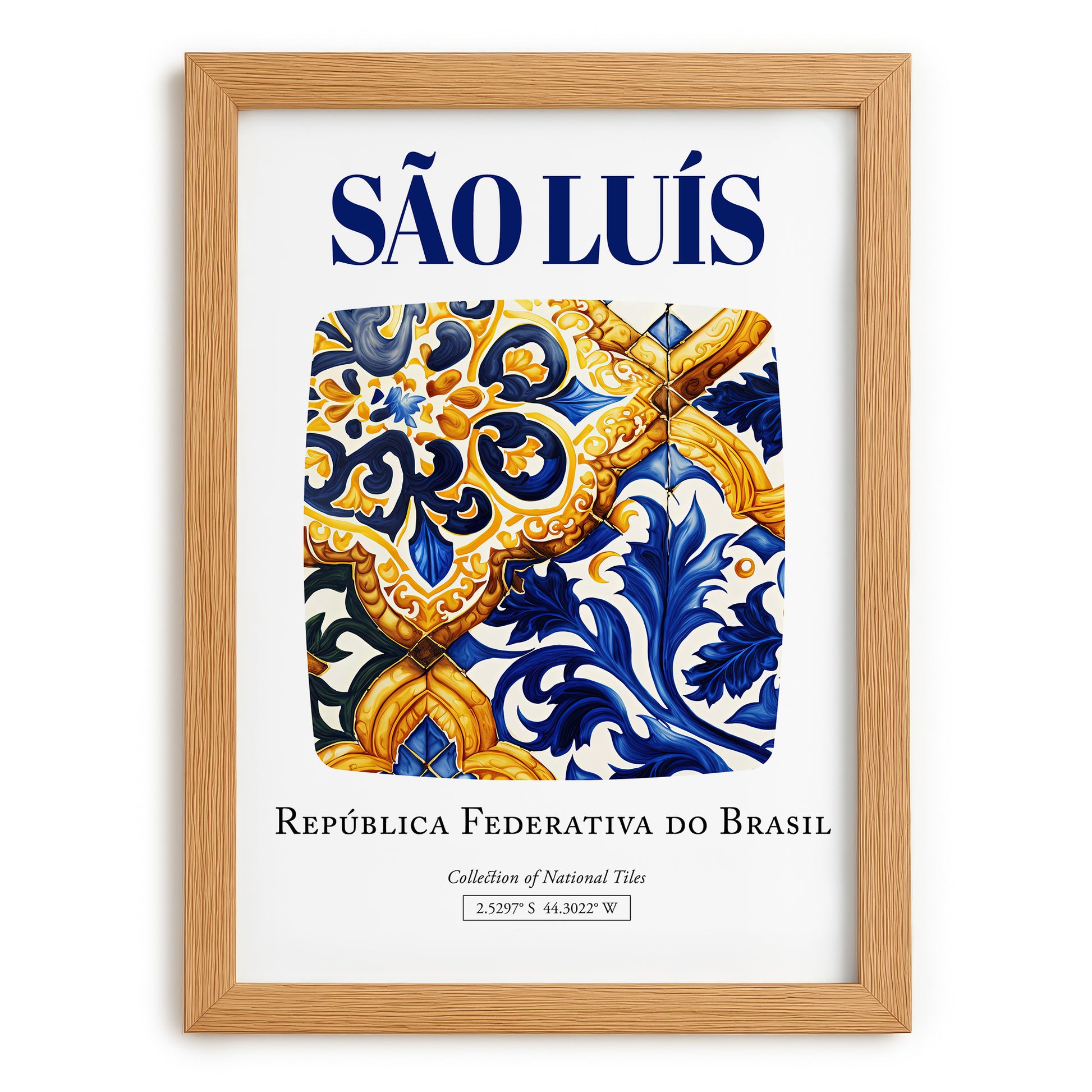 São Luís, Brasil – Tourist Destination Poster, set in oak frame