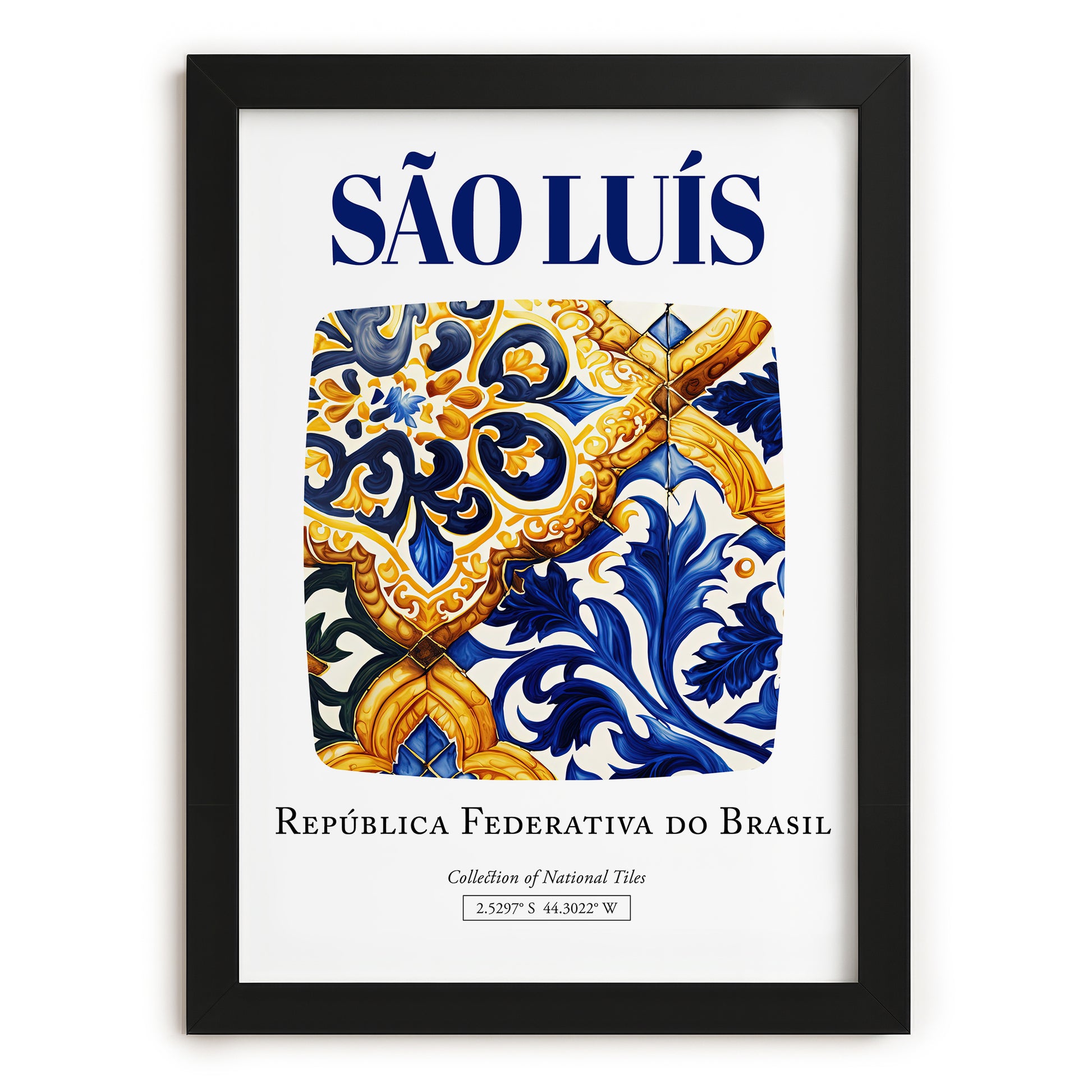 São Luís, Brasil – Tourist Destination Poster, in sleek black frame