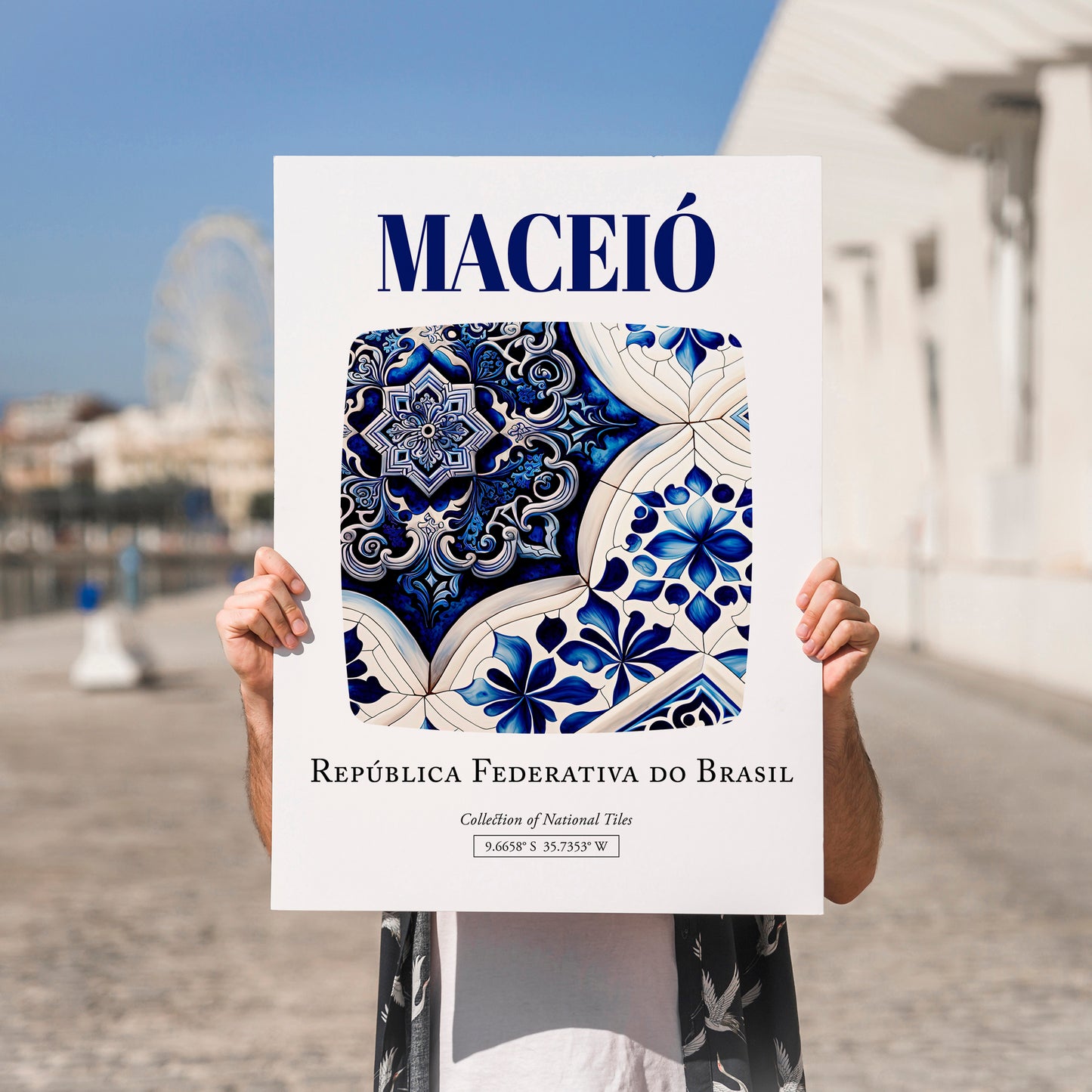 Maceió, Brasil – Travel Poster, no-text version framed in wood