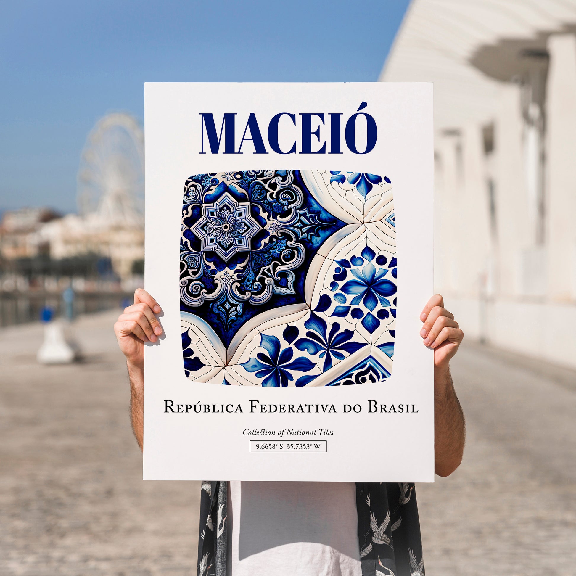 Maceió, Brasil – Travel Poster, no-text version framed in wood