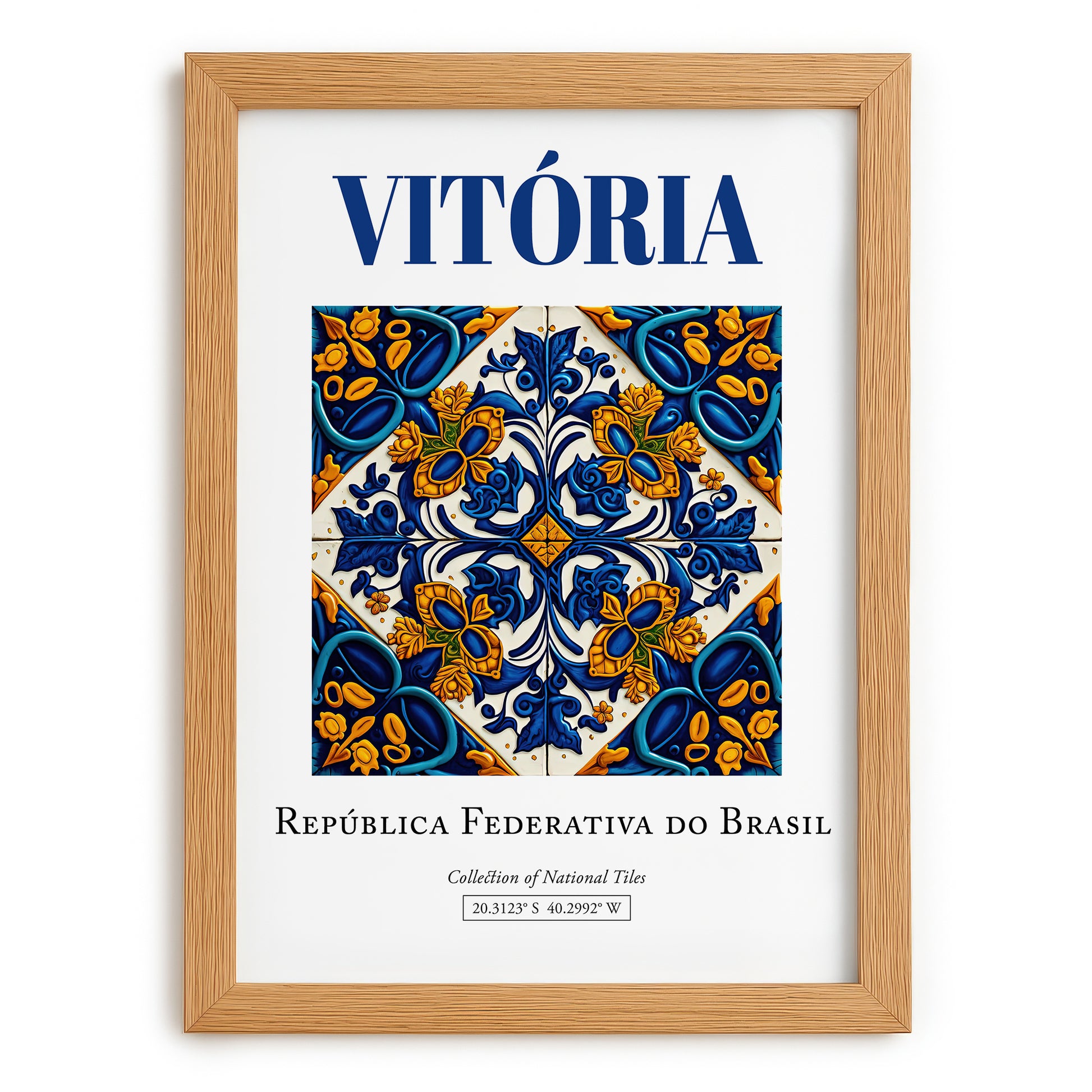 Vitória, Brasil – Travel Wall Decor, set in oak frame
