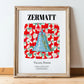 Zermatt, Switzerland – Country Culture Poster, in wooden frame leaning on the floor