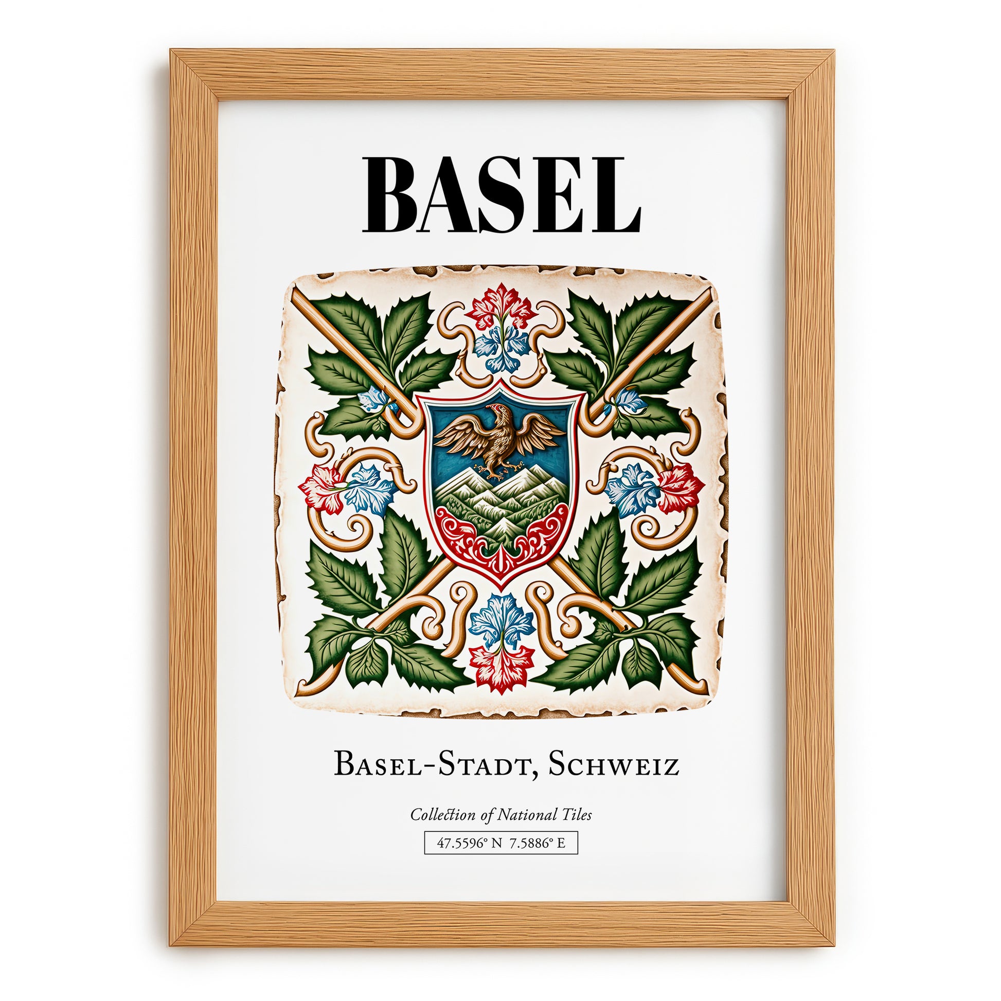 Basel, Switzerland – Global Wall Art, set in oak frame
