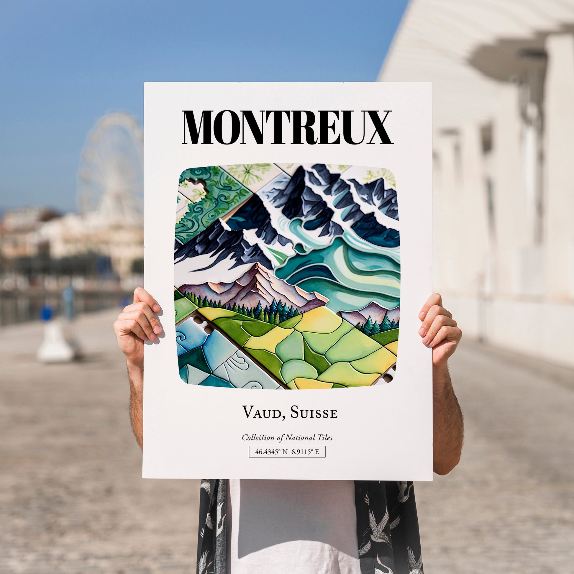 Montreux, Switzerland – Travel Wall Decor, no-text version framed in wood