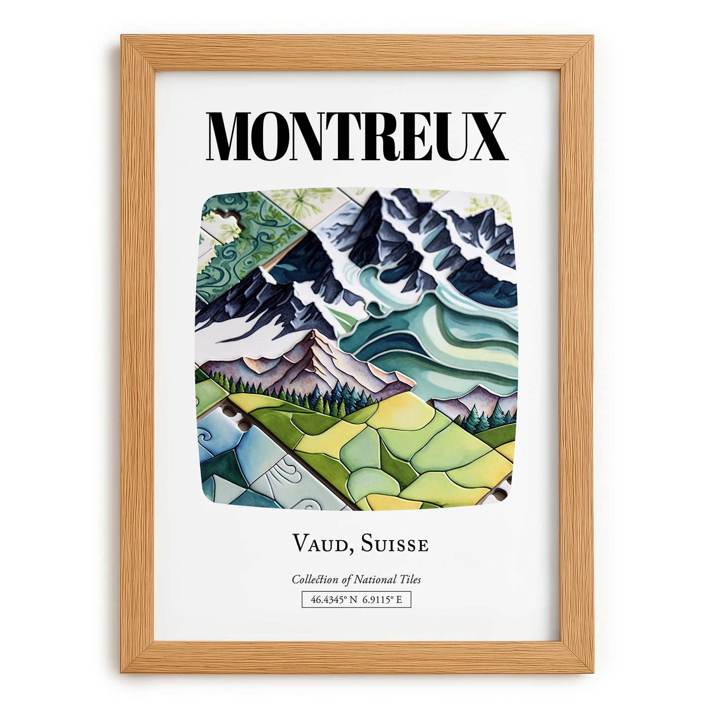 Montreux, Switzerland – Travel Wall Decor, set in oak frame