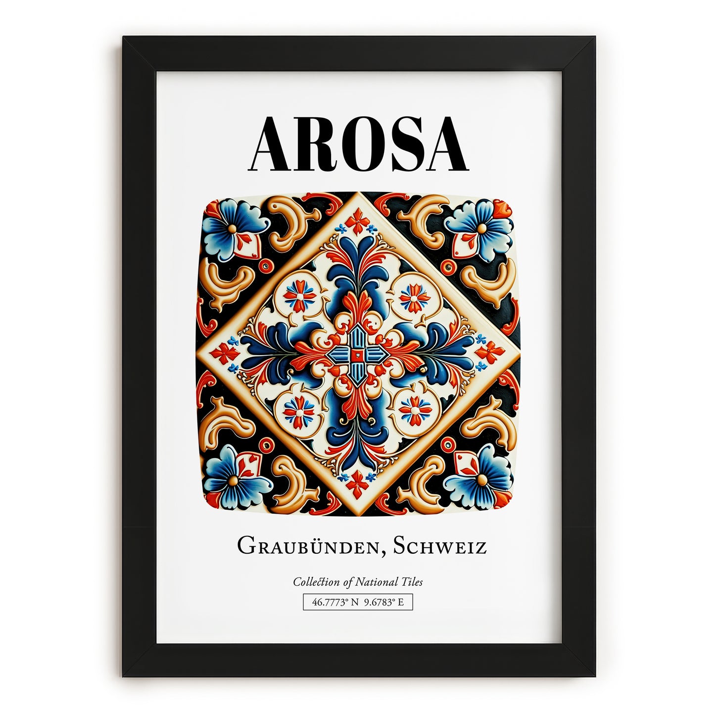 Arosa, Switzerland – Travel Poster, in sleek black frame