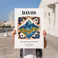 Davos, Switzerland – World Travel Art, no-text version framed in wood