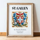 St. Gallen, Switzerland – Wanderlust-Inspired Poster, in wooden frame leaning on the floor