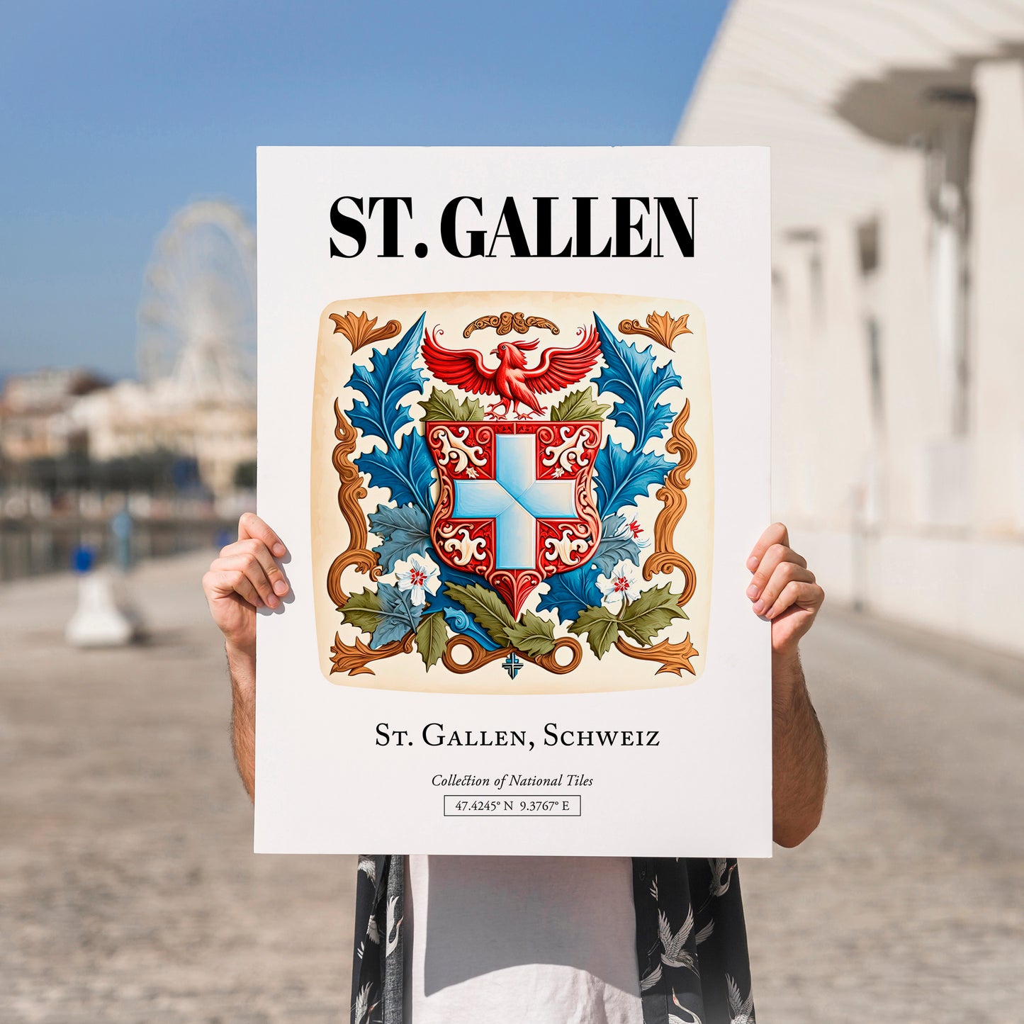 St. Gallen, Switzerland – Wanderlust-Inspired Poster, no-text version framed in wood