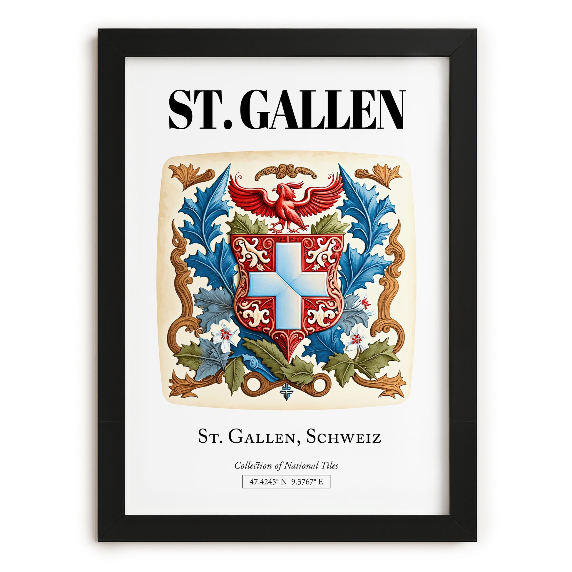 St. Gallen, Switzerland – Wanderlust-Inspired Poster, in sleek black frame