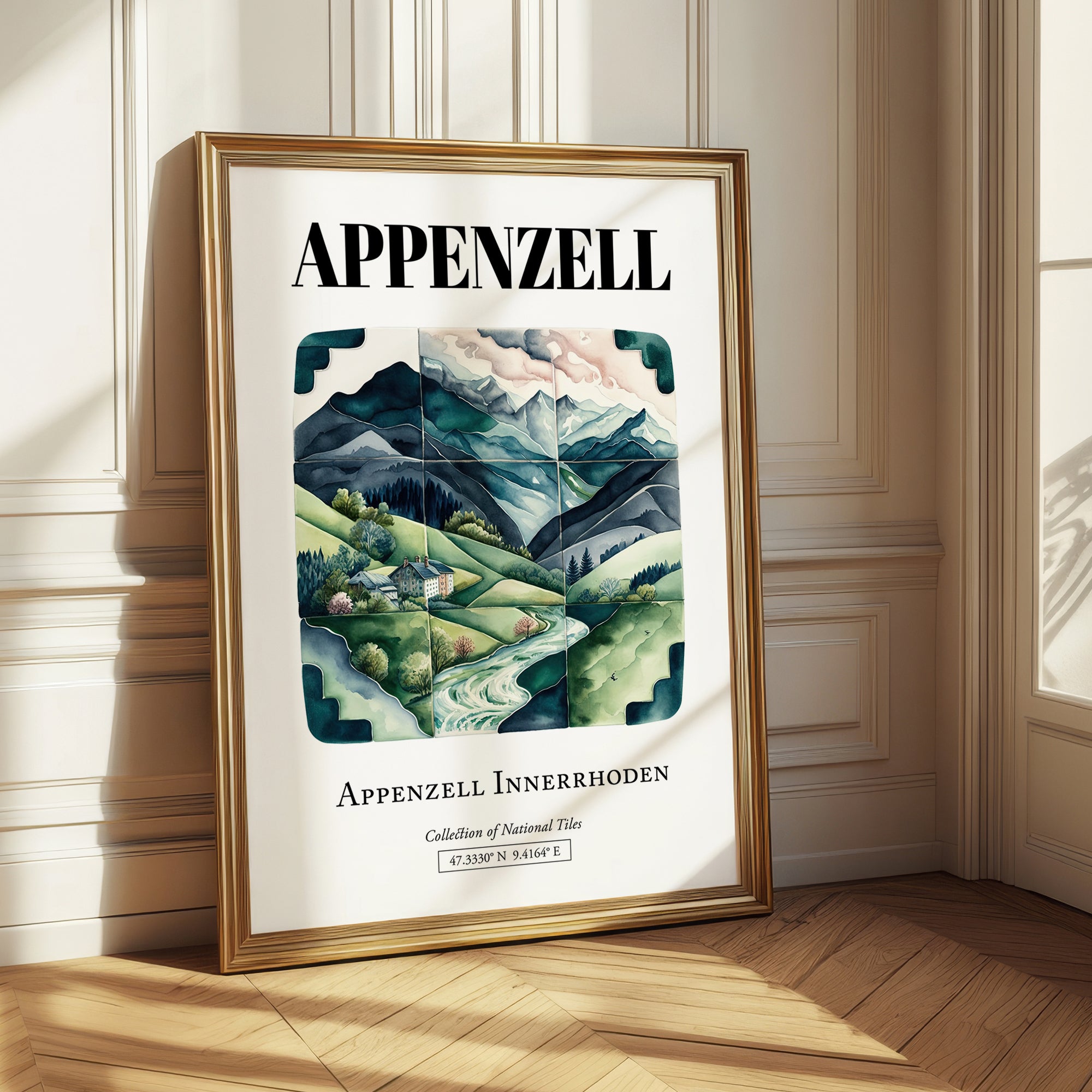 Appenzell, Switzerland – Illustrated Travel Poster, styled in a charming Paris street view